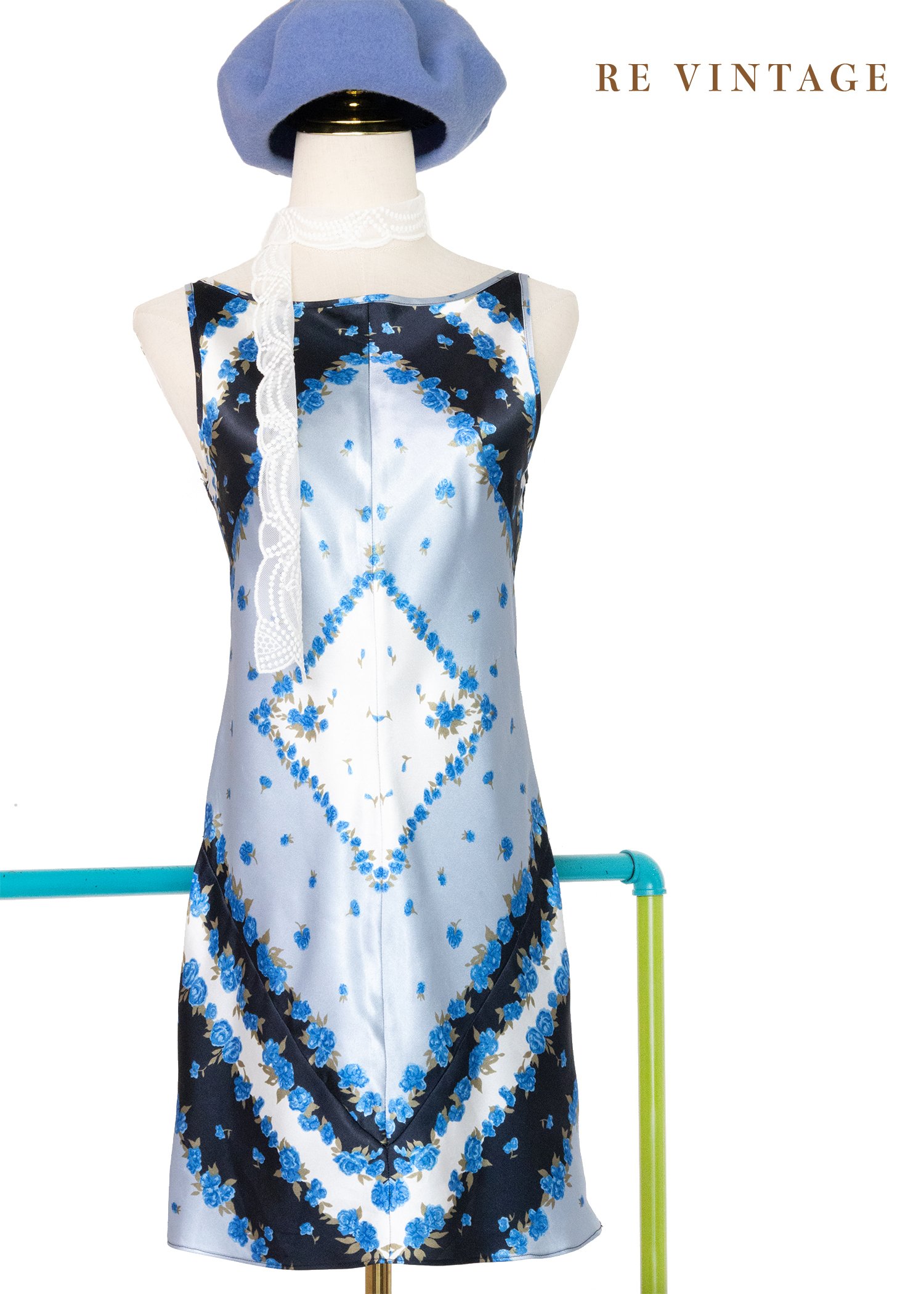 冰藍小夜曲緞面迷你洋裝