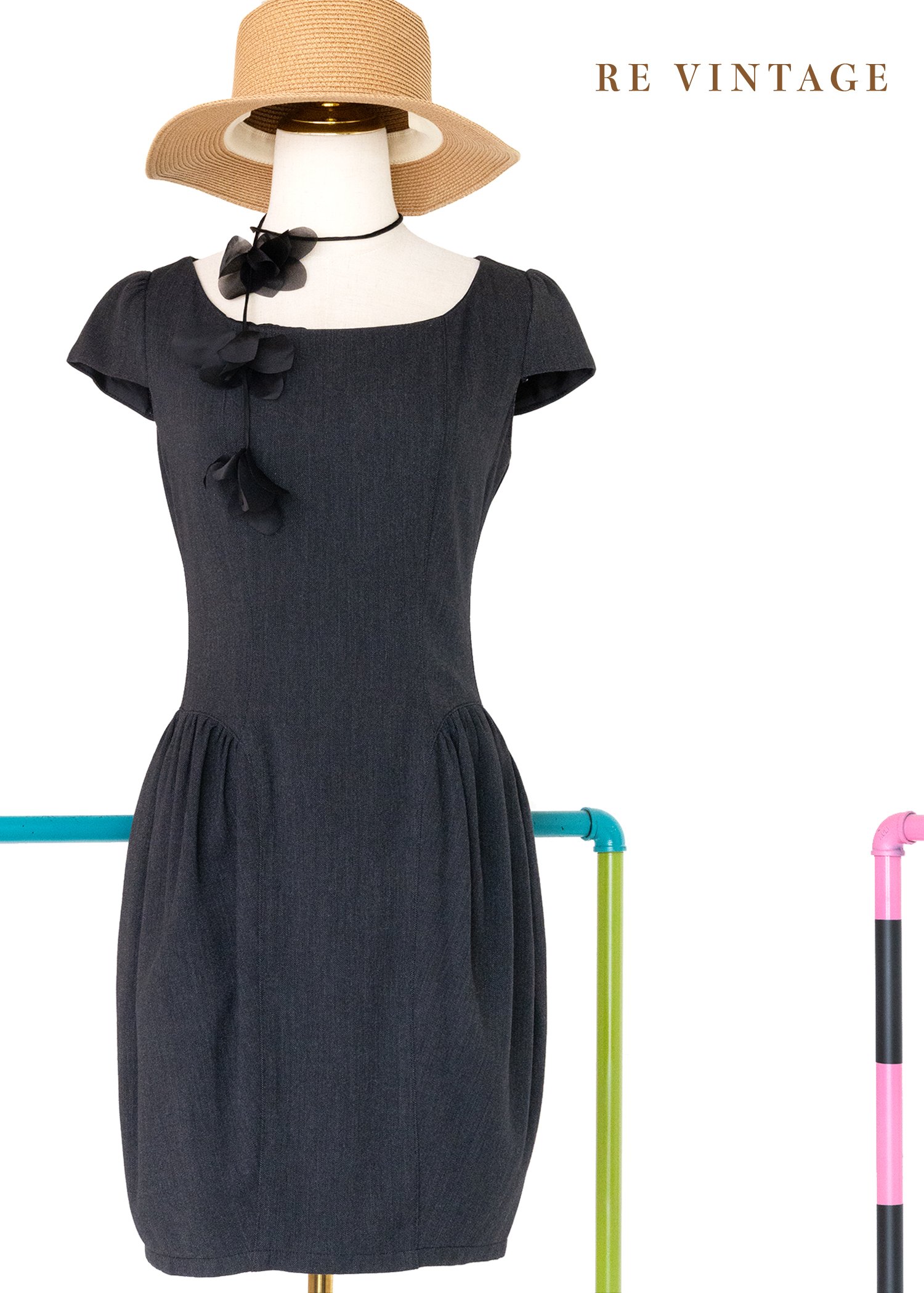 氣質單品 - 深灰色花苞綻放洋裝