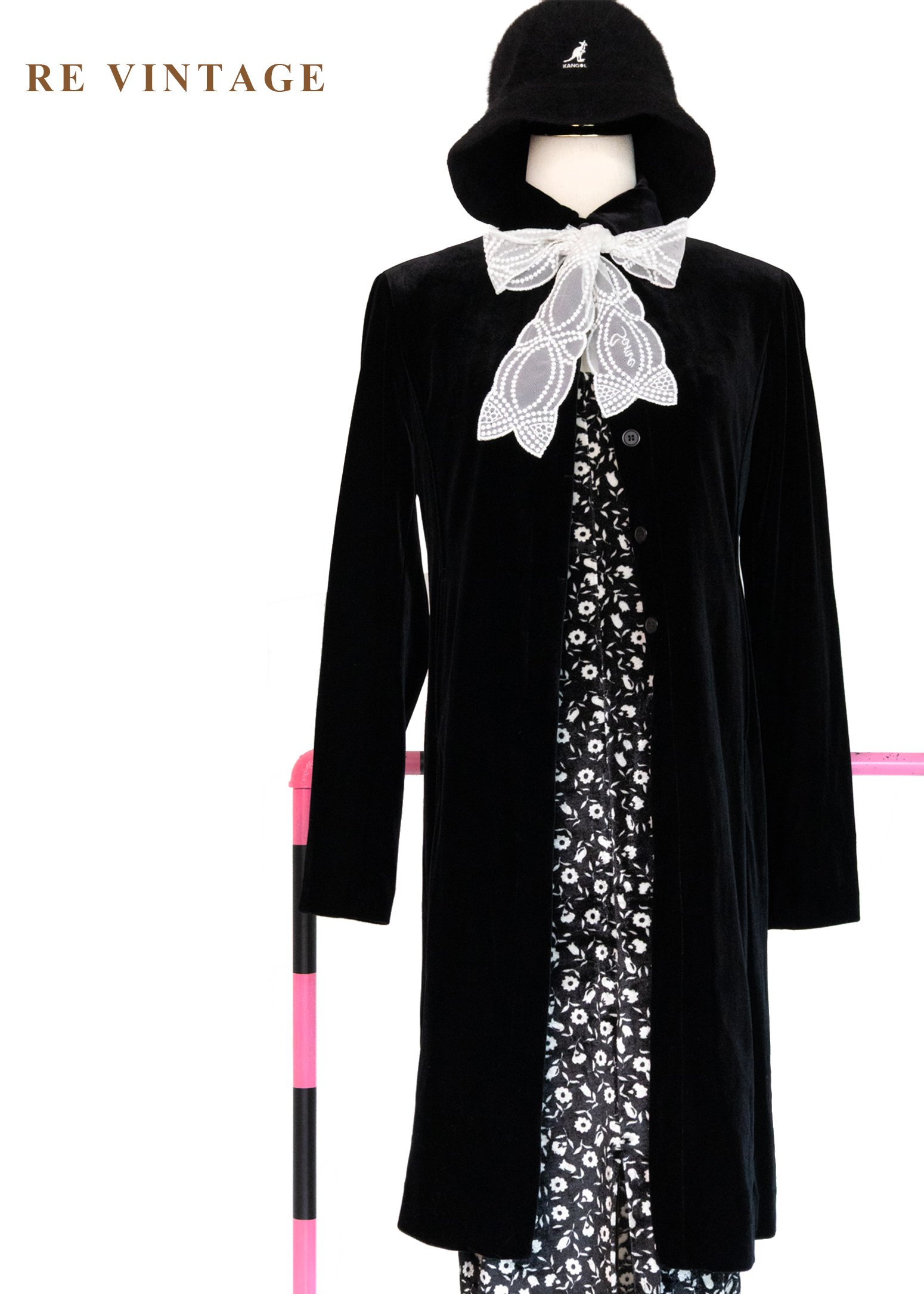 質感單品 - 優雅修身黑絨洋裝/長版罩衫