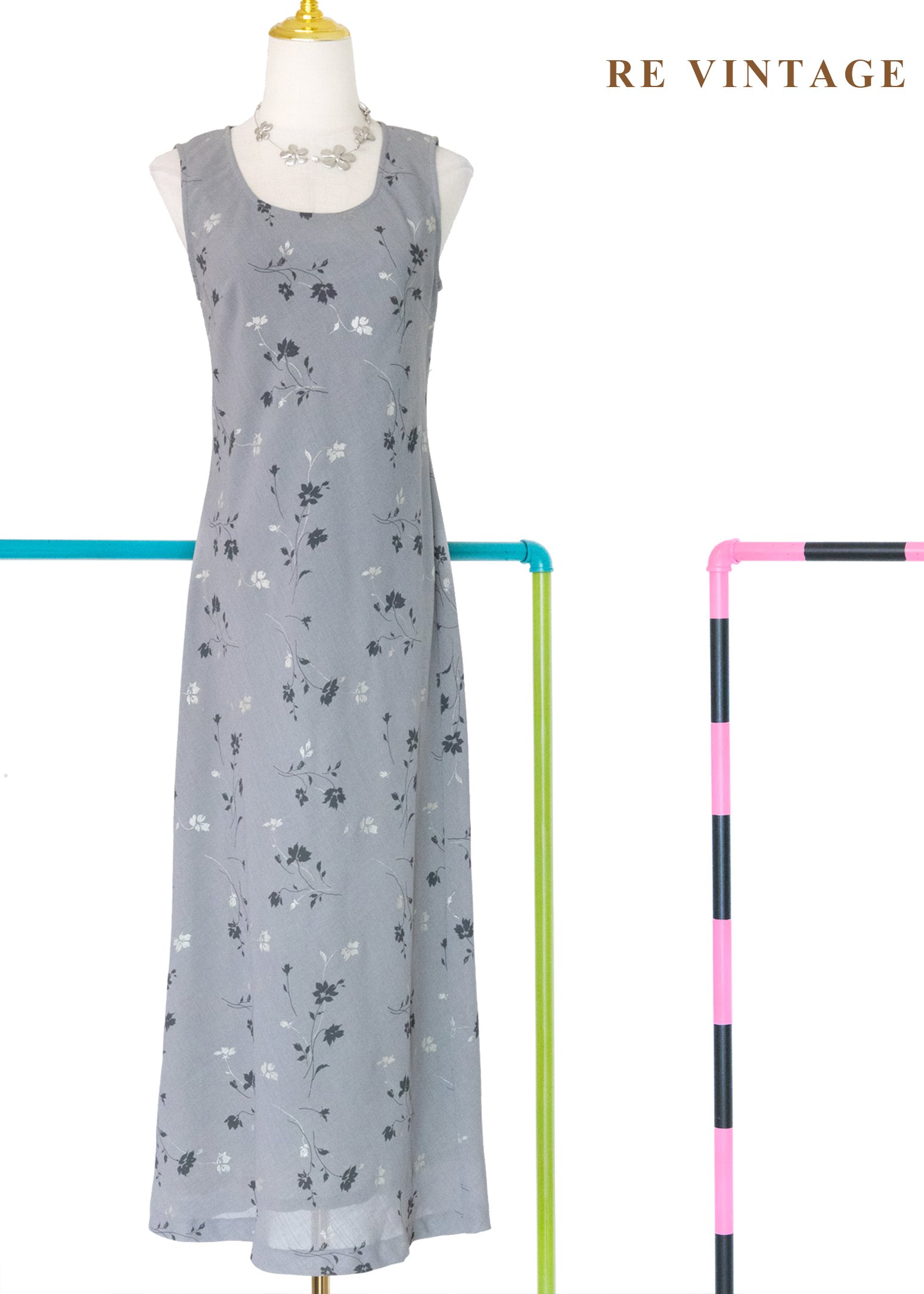 灰色調的城市花園長洋裝