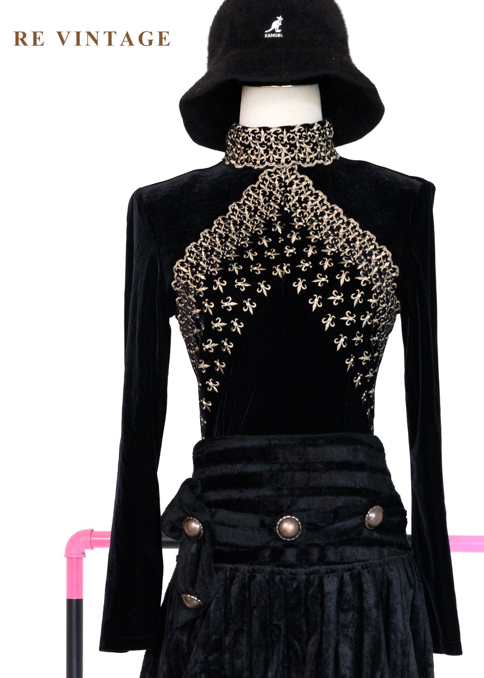 夜祭聖紋黑絨長版上衣