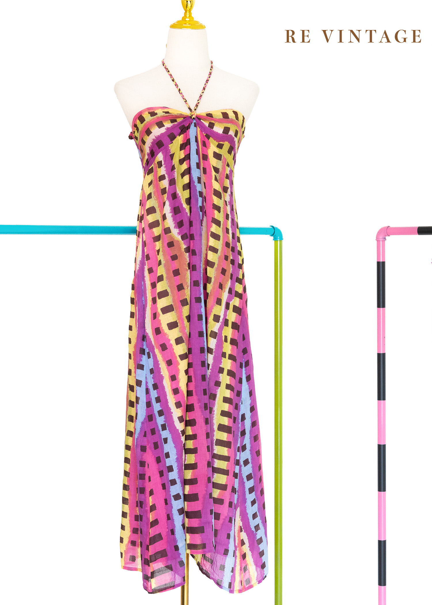 『歐洲寶物』Color Wave 格紋長洋裝