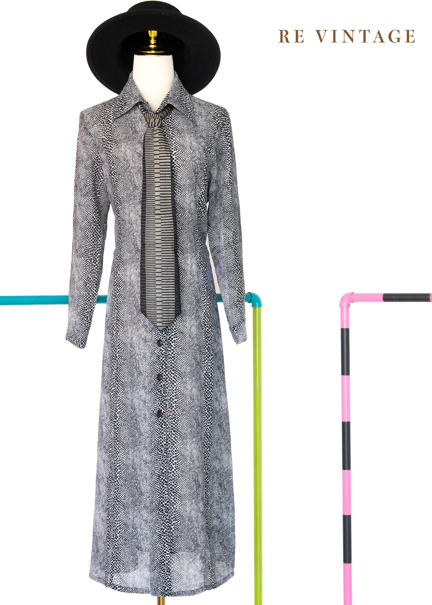 冷調蛇影之夜長版洋裝