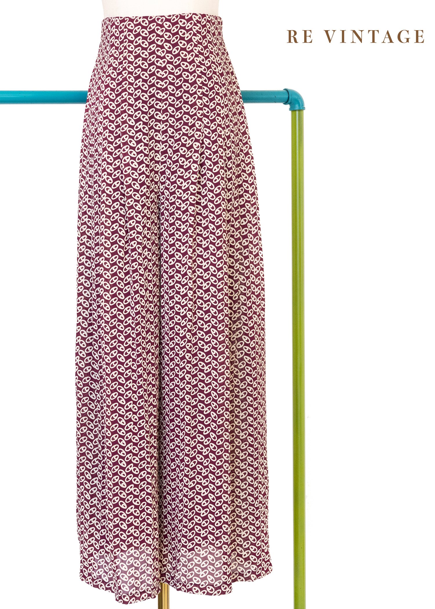 Beet red 小眼睛夏日高腰寬版褲（26-28"）