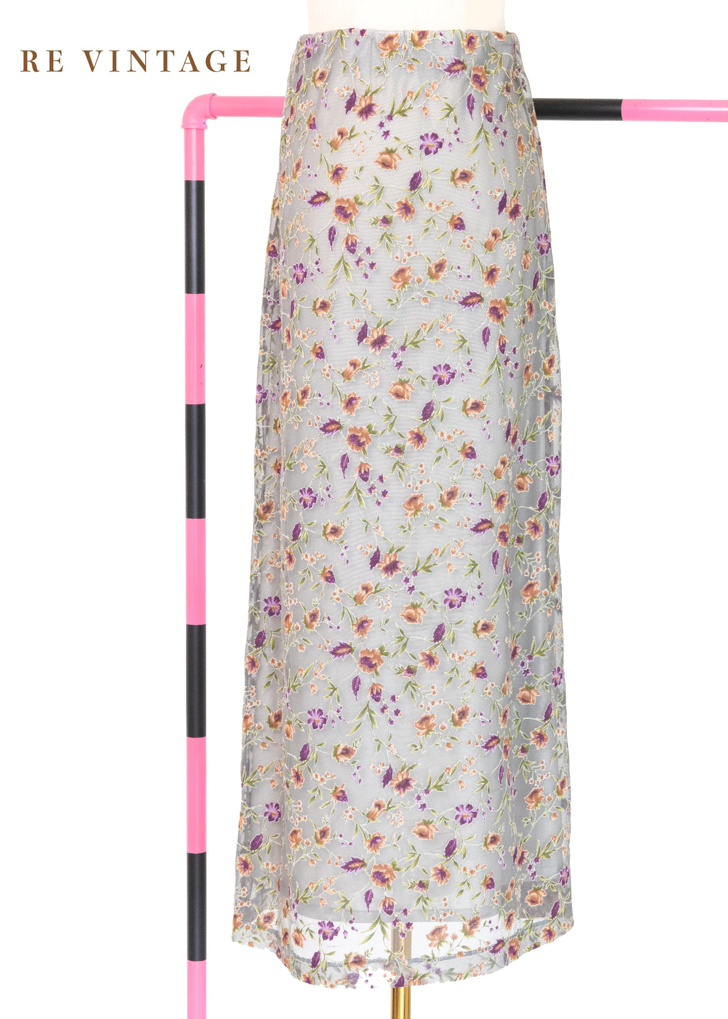 Spring Garden 淺灰網紗長裙（26-30"）