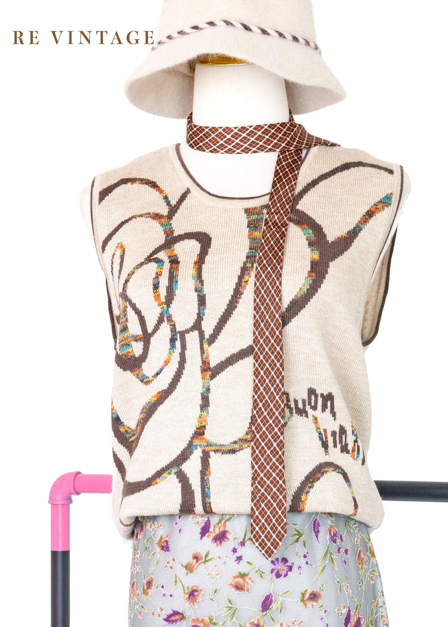 Artsy Rose 奶茶色毛料針織背心