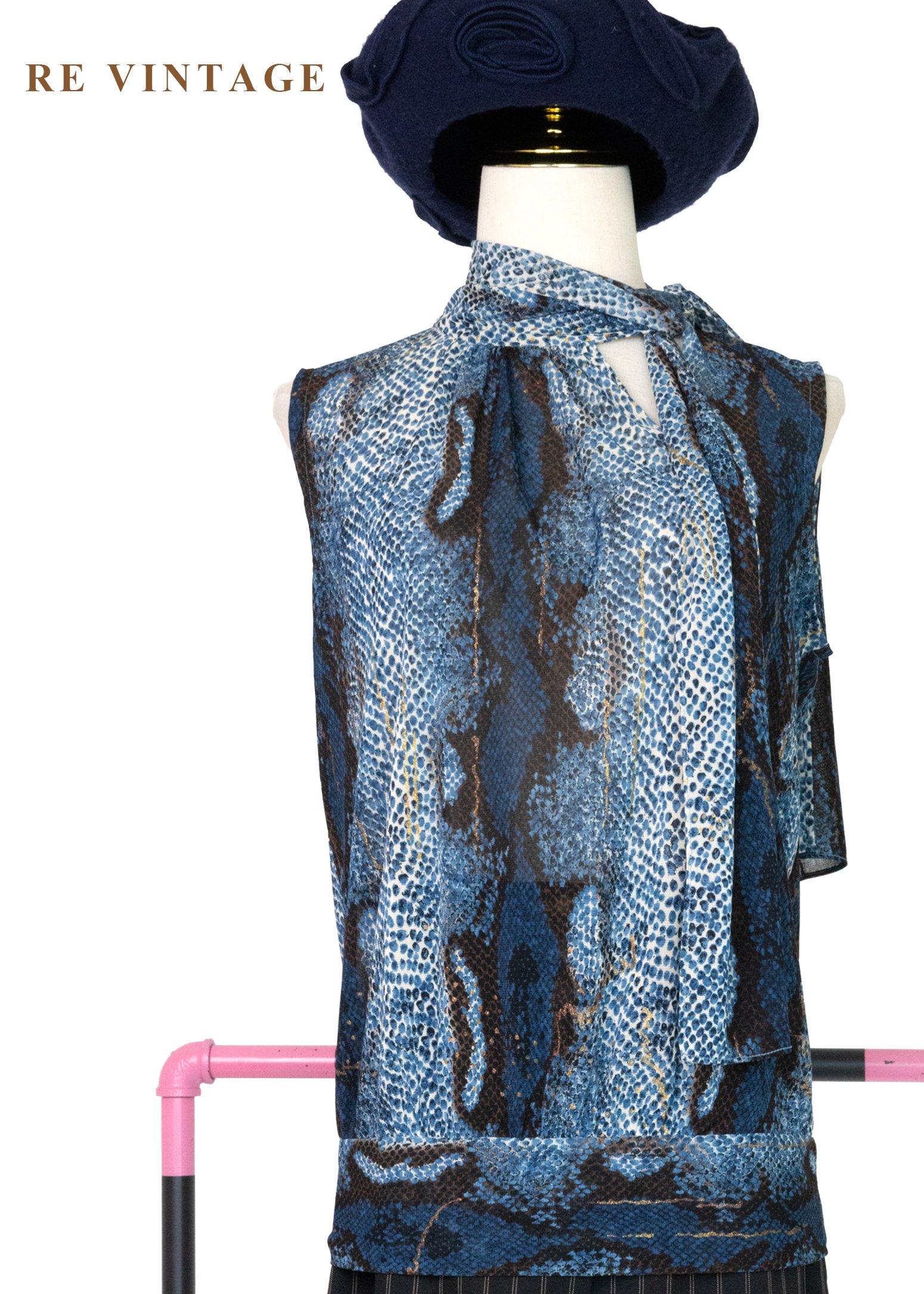 幻藍蟒紋領結冷冽背心