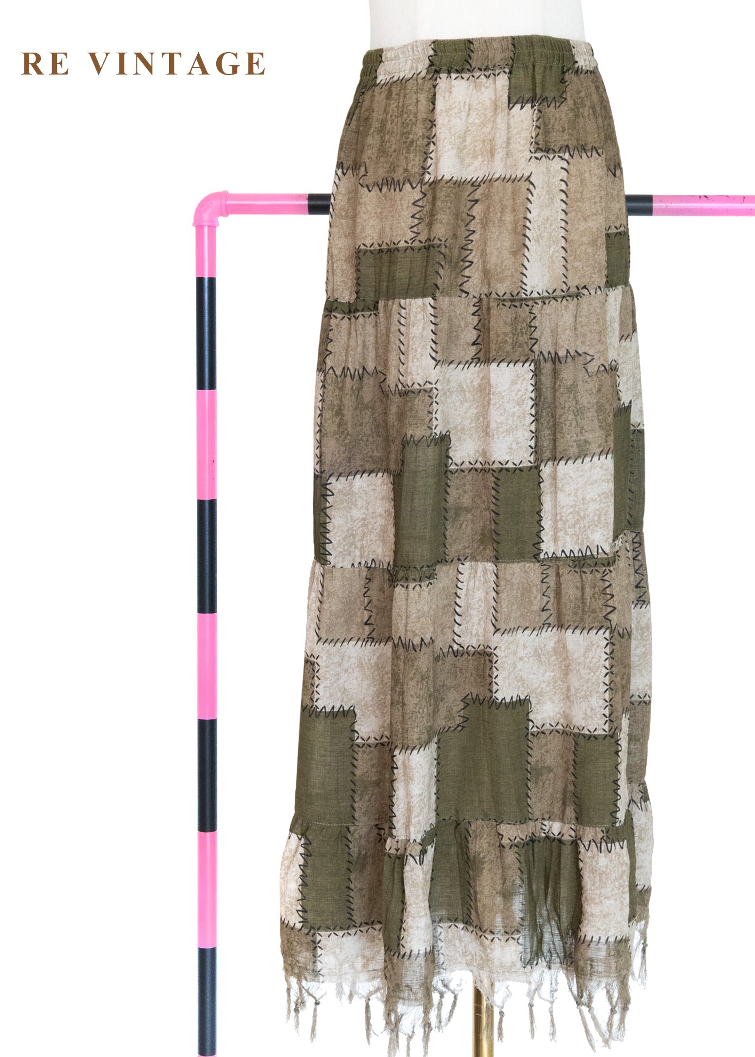 遊牧流浪美學拼接圖騰流蘇長裙（24-30"）