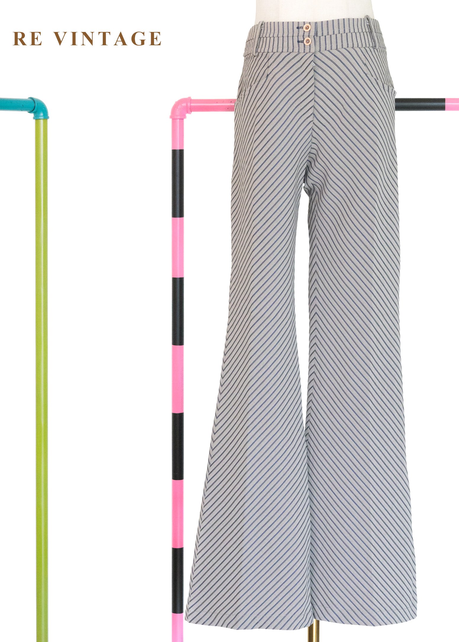 錯位時空斜紋交織喇叭褲（27"）