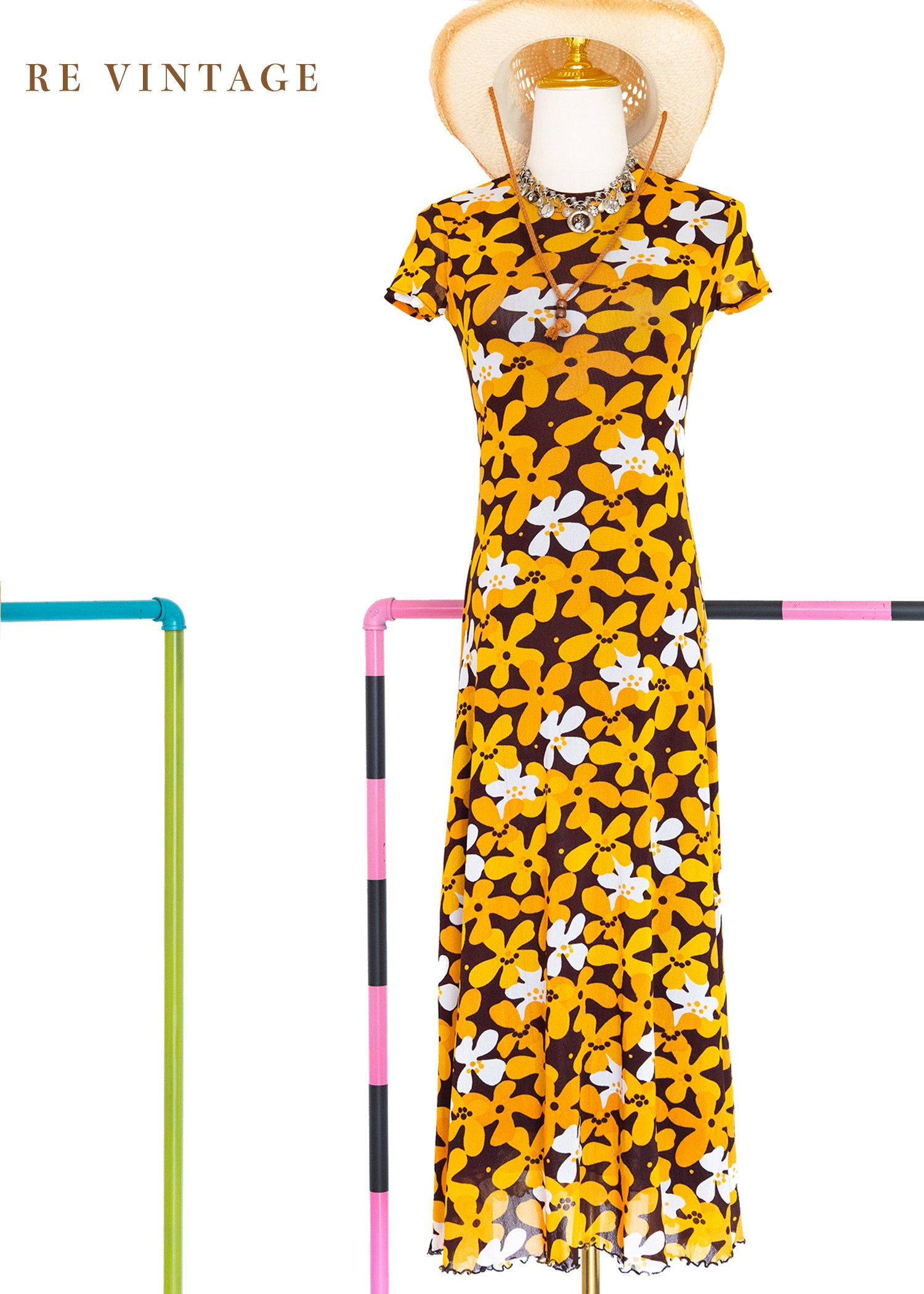 Vivid Orange 百花盛開長洋裝