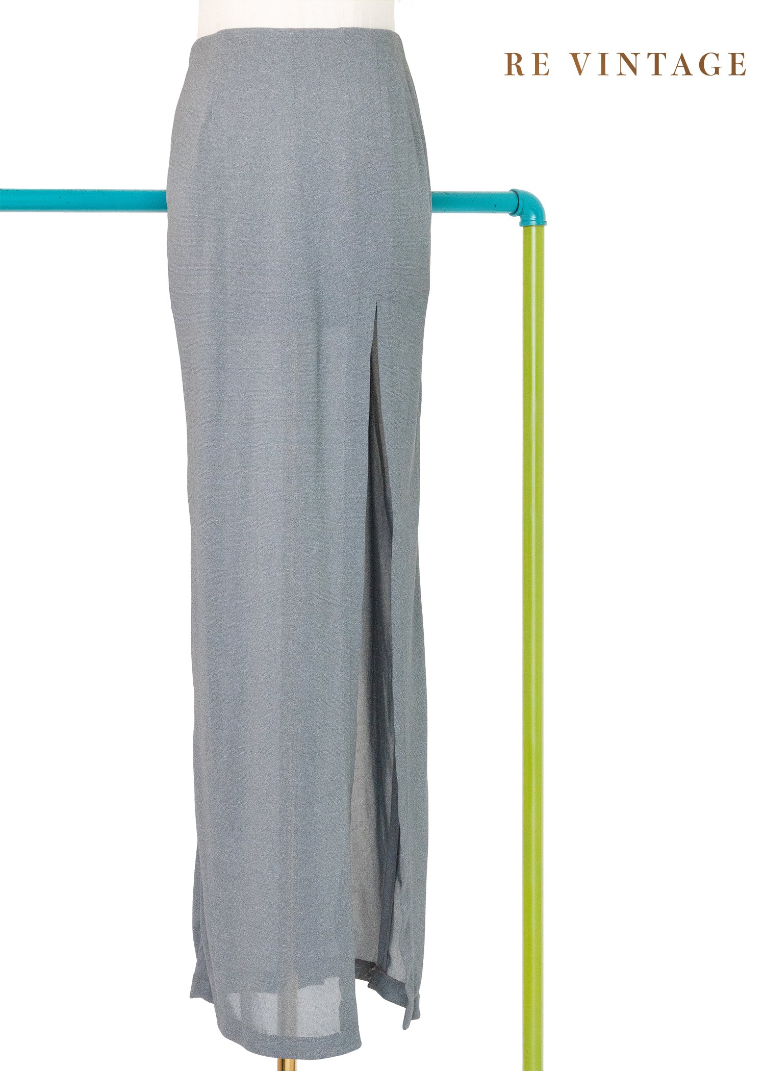 必備單品 - 煙灰色辣辣美腿高衩長裙（24-28"）