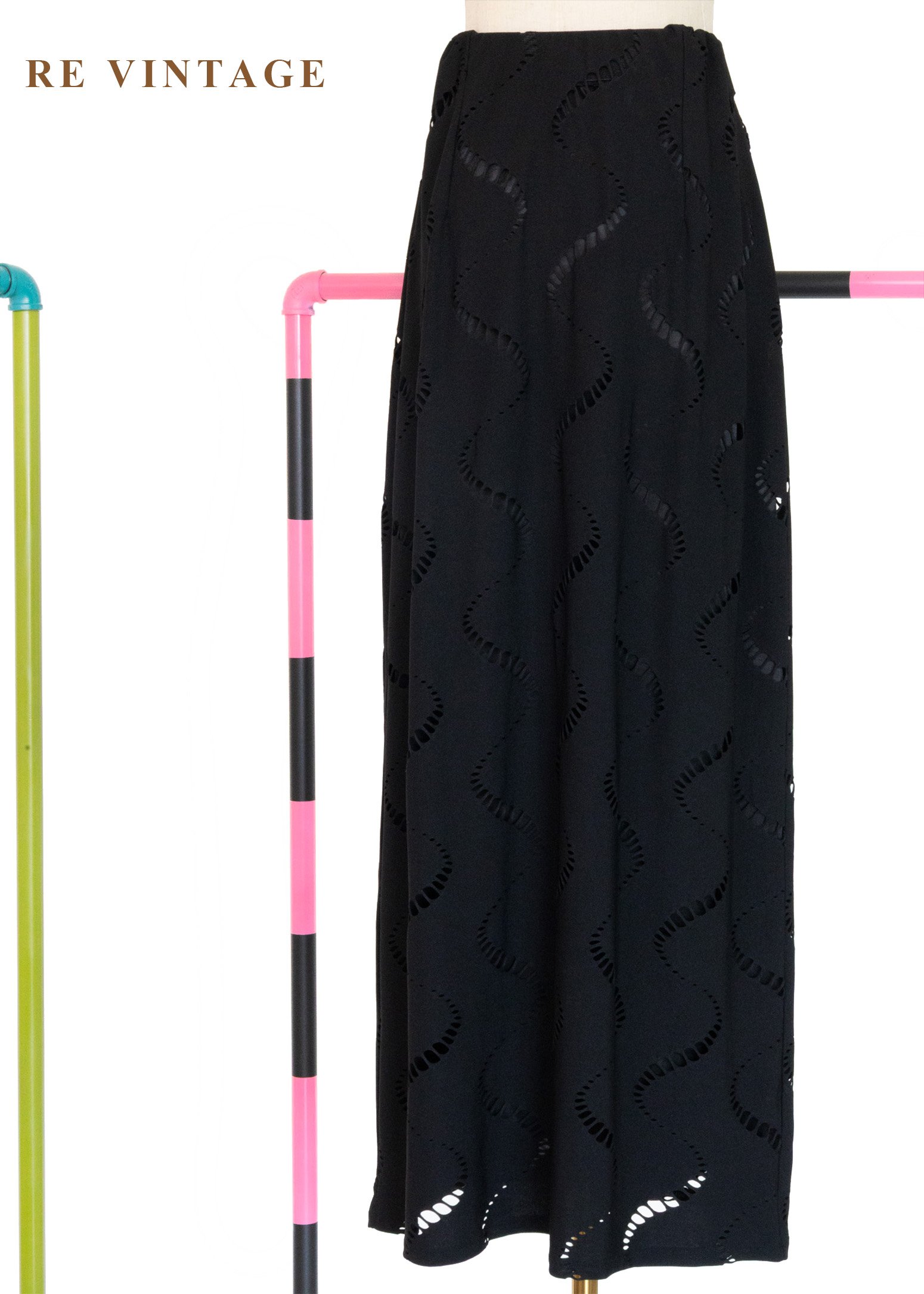 波浪透視極簡黑長裙(23-26")