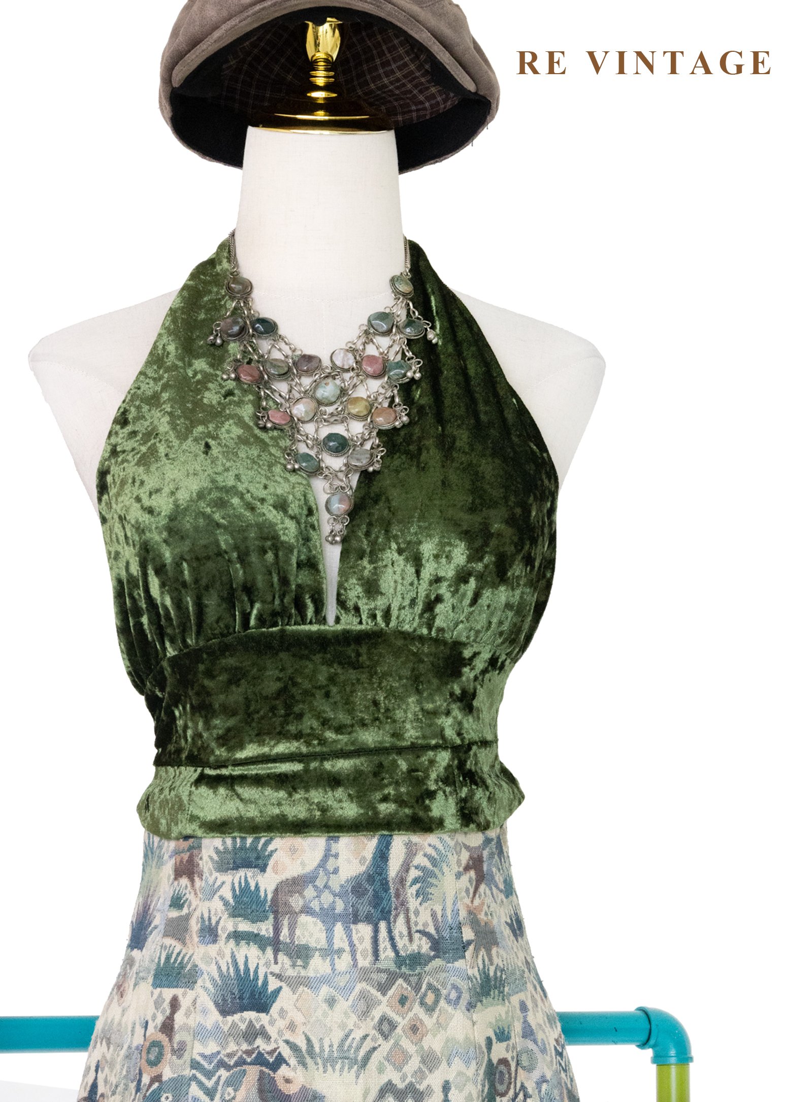 翡翠魅影溫柔夢絨布繞頸長版背心