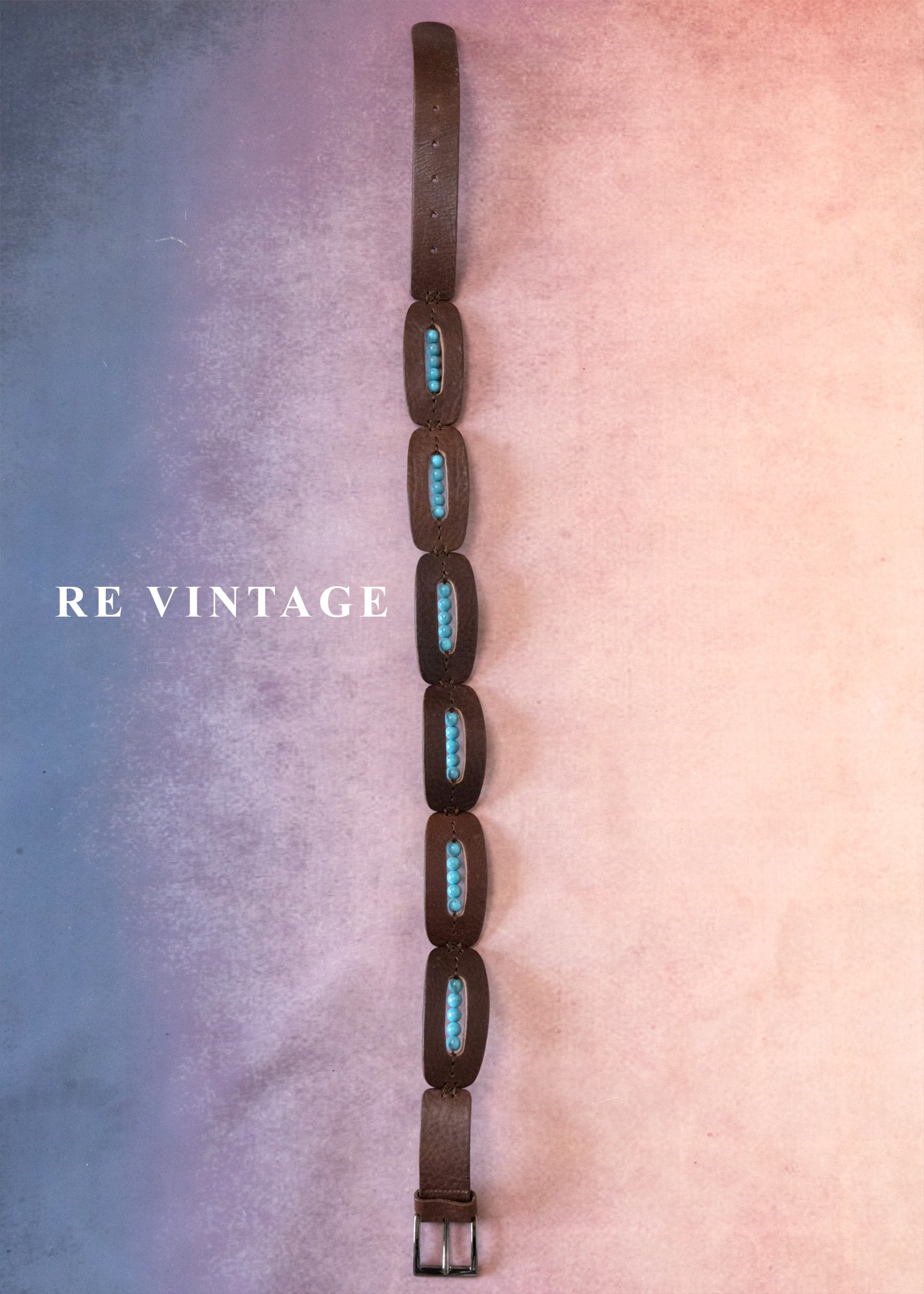 圓潤藍珠深棕色個性皮帶（25-28"）