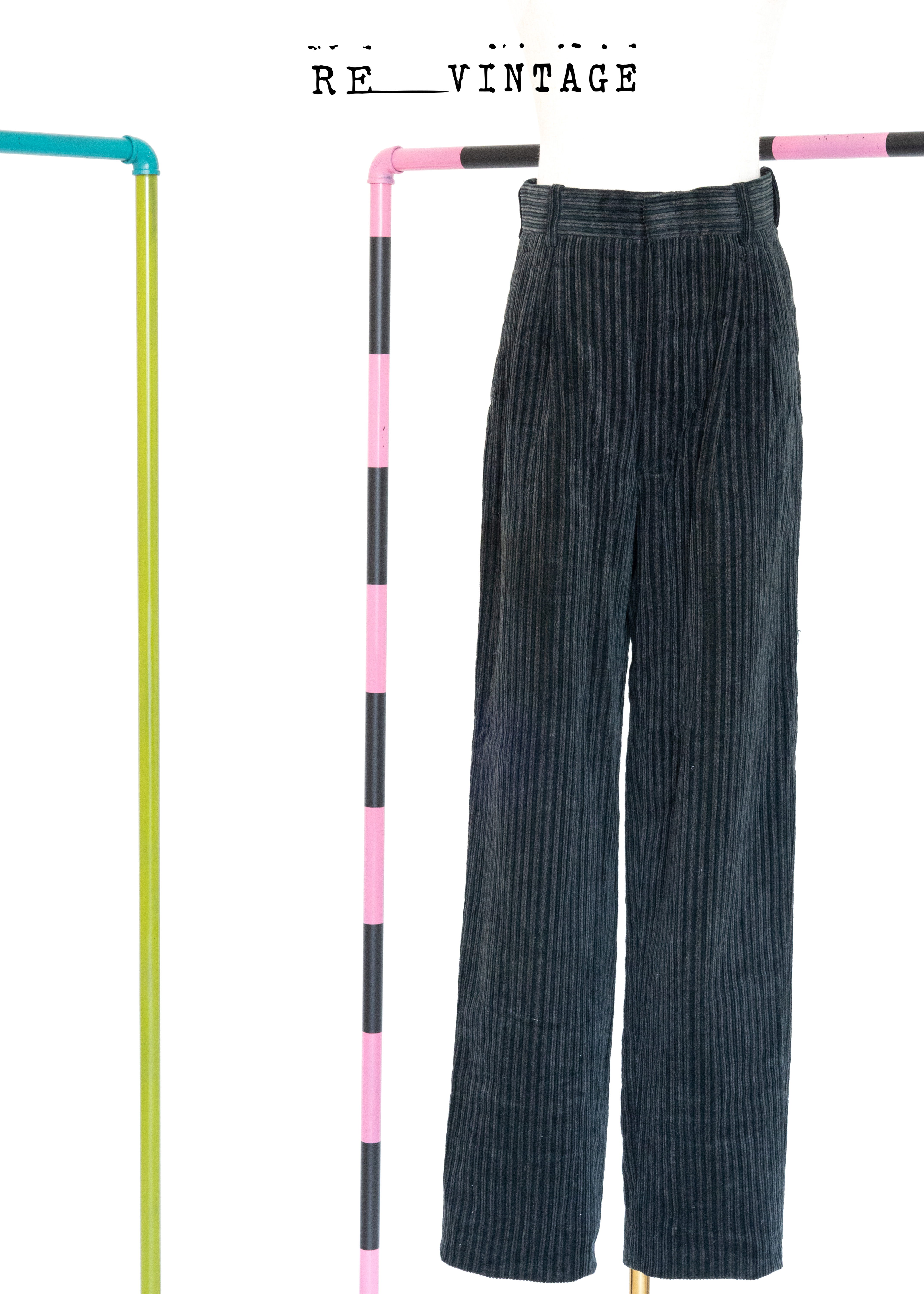 深夜藍線條燈芯絨長褲（26"）