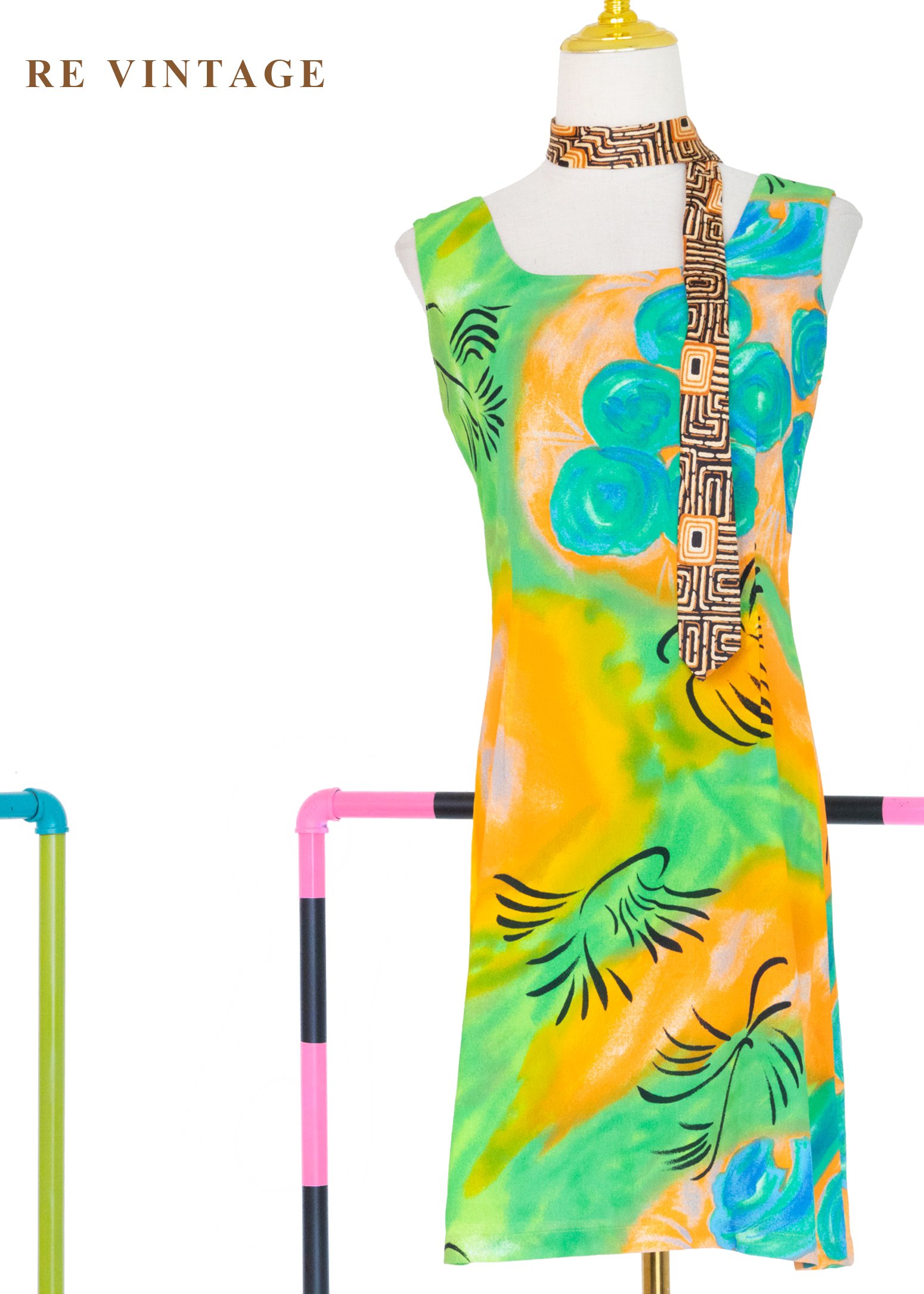 濃烈陽光顏料手繪筆觸洋裝