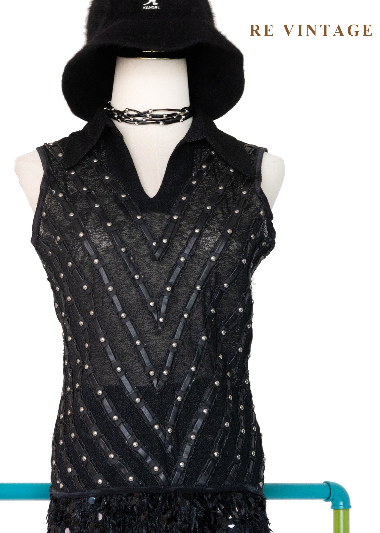 銀光微光脈絡黑系背心