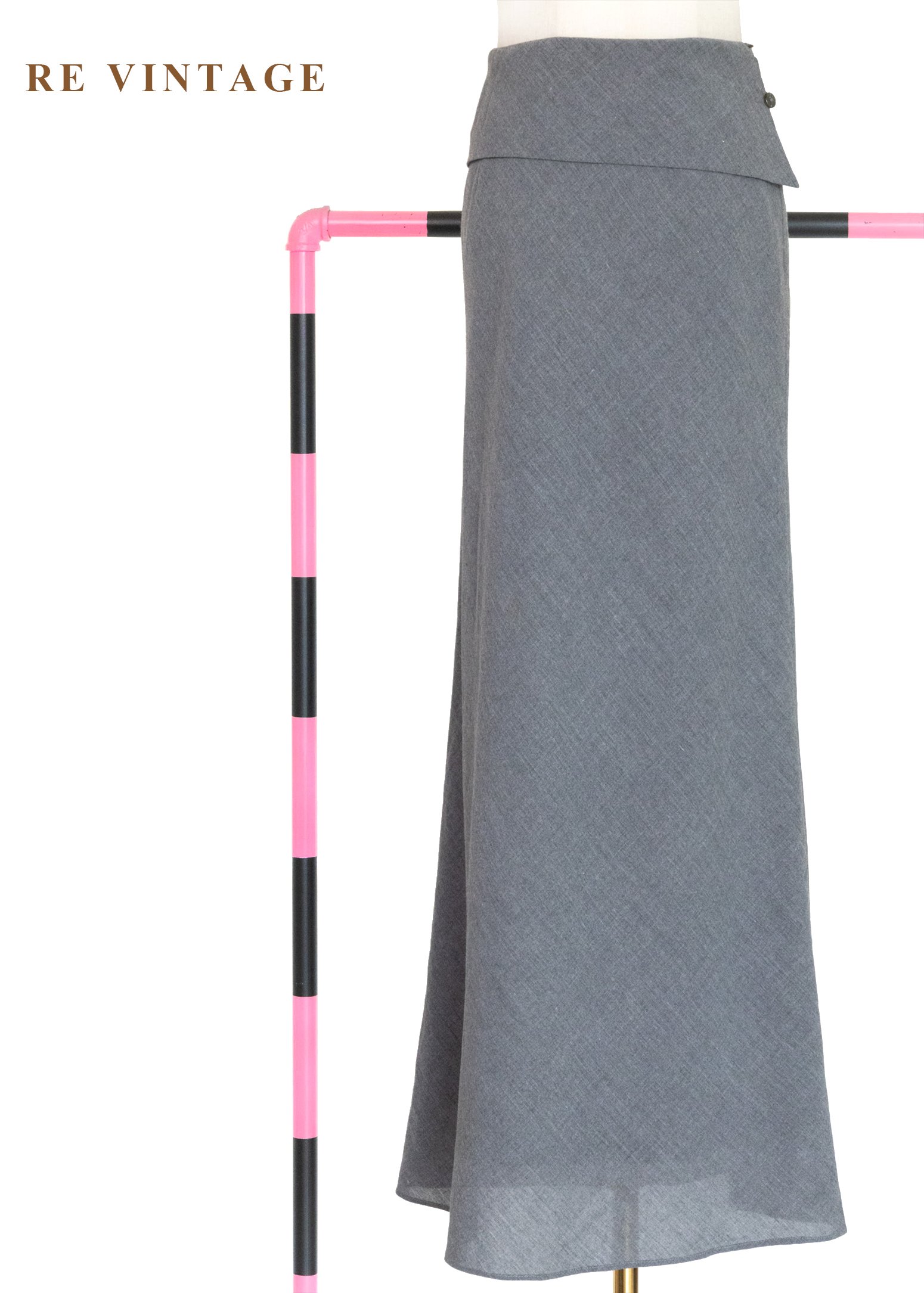 必備單品 - 翻摺簡約氣質灰色長裙（26"）