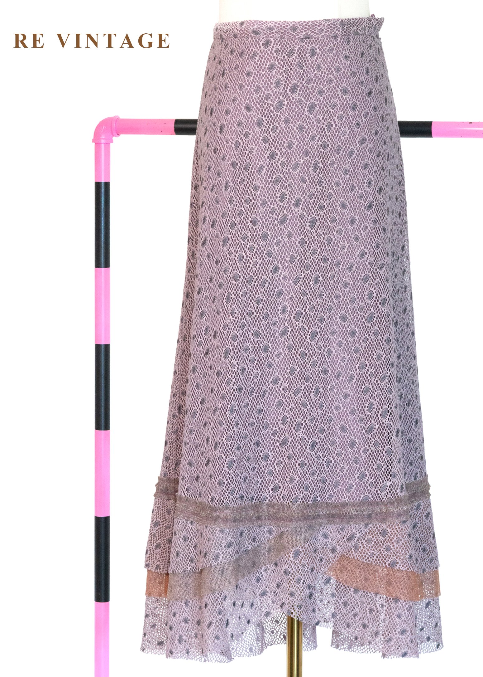 煙燻紫蕾絲網紗仙女般的長裙（28"）