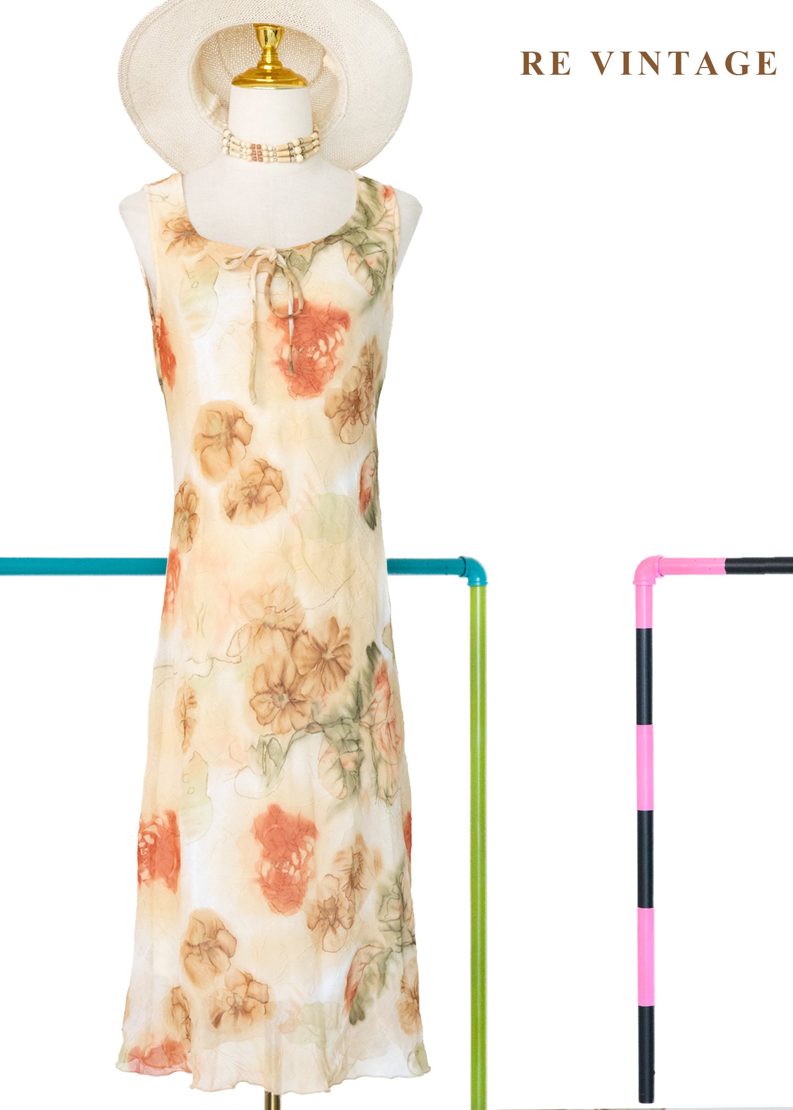 陽光午後大花圖騰少女洋裝