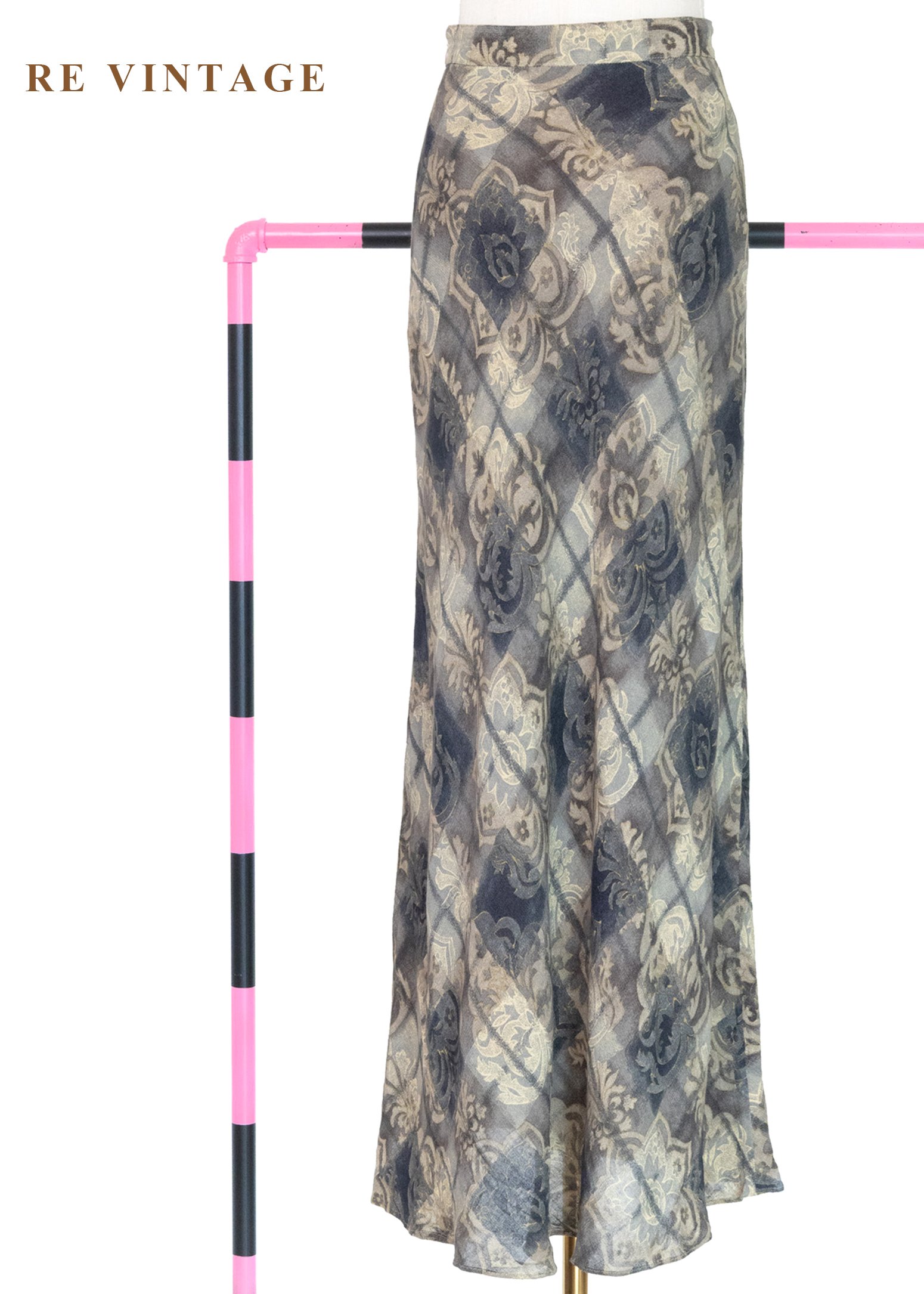 陰天雲端漫步菱格紋長裙（24"）