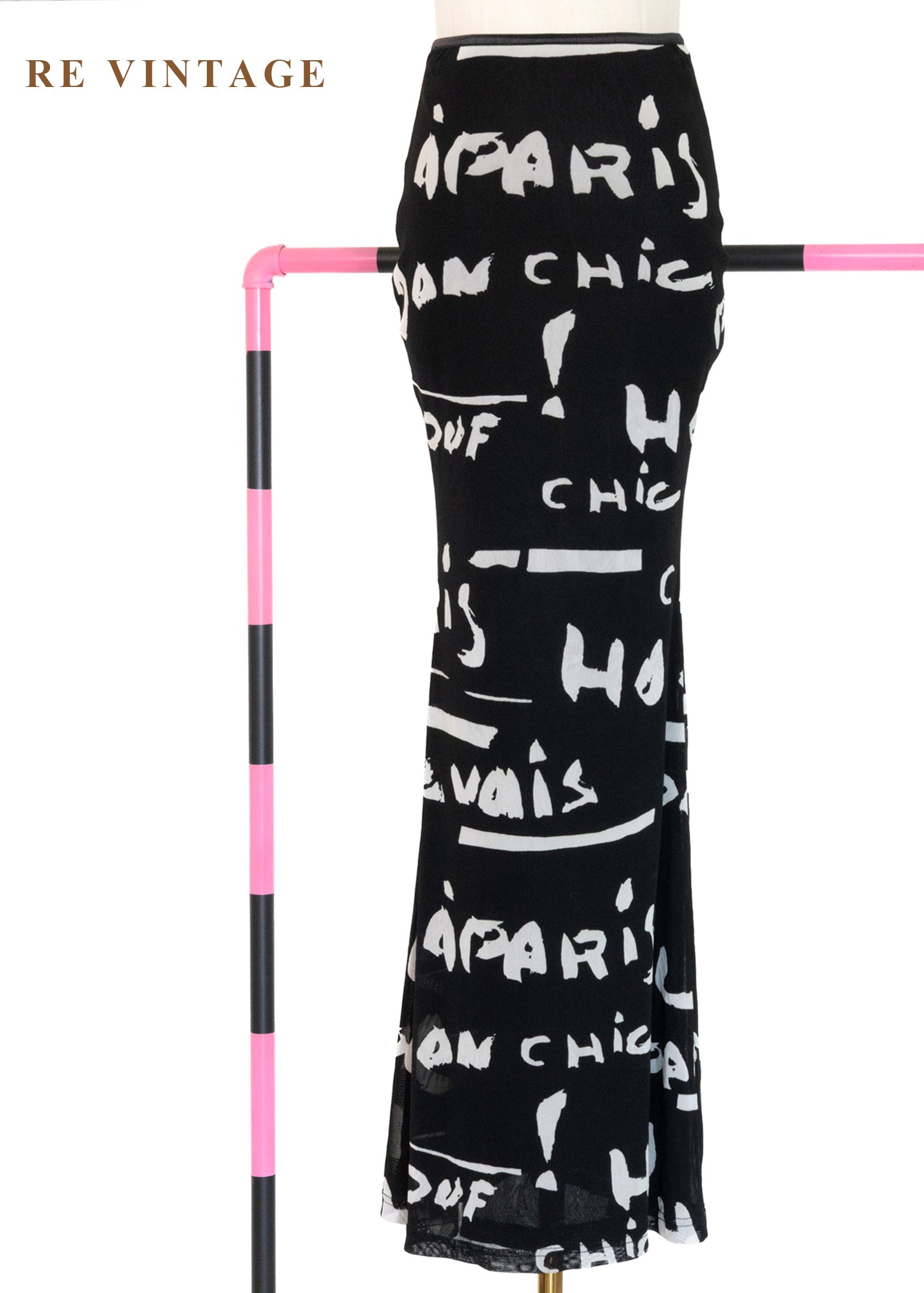 塗鴉夜行黑網紗美人魚長裙（20-25"）