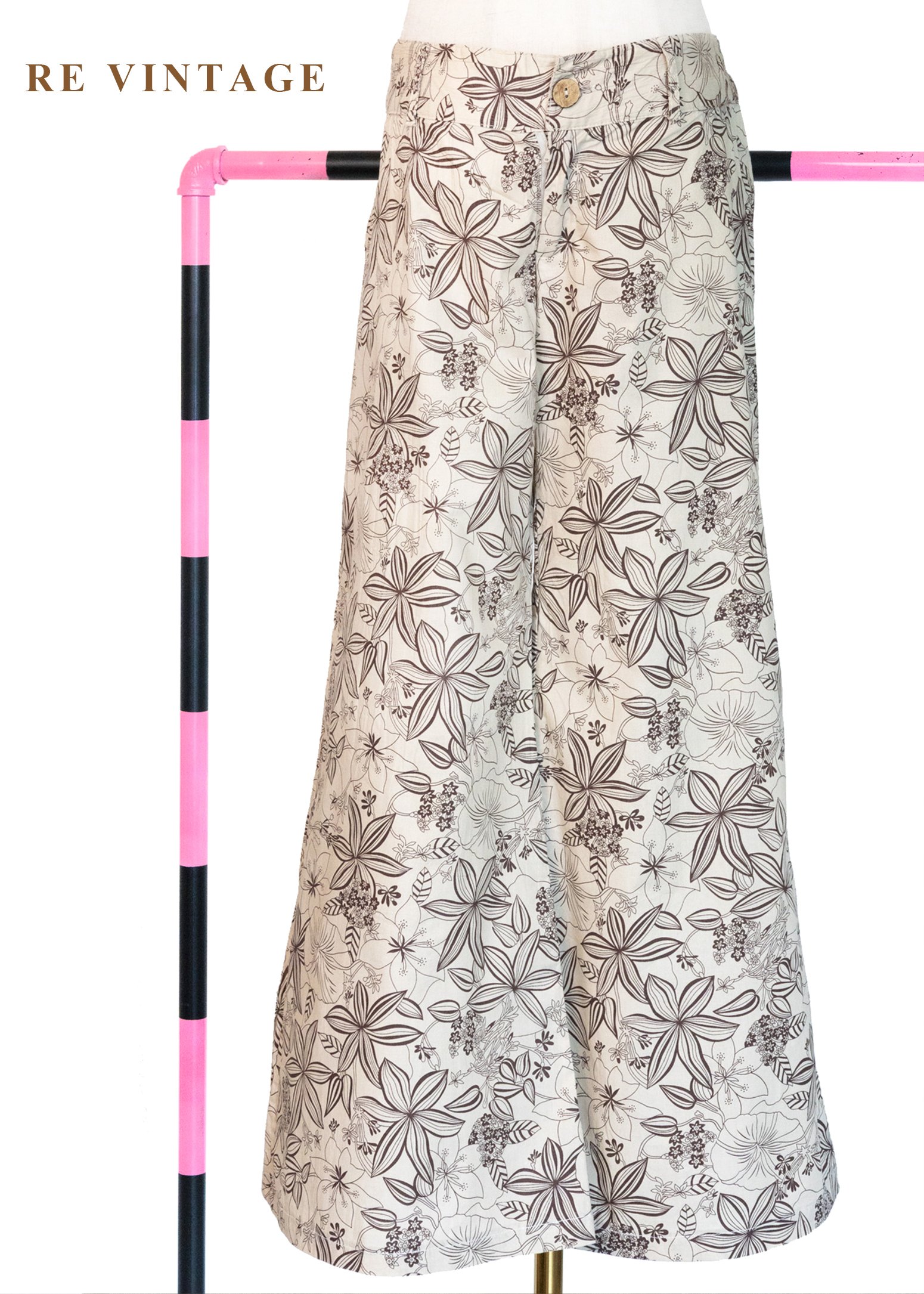 信紙上的植物速寫低腰寬版褲