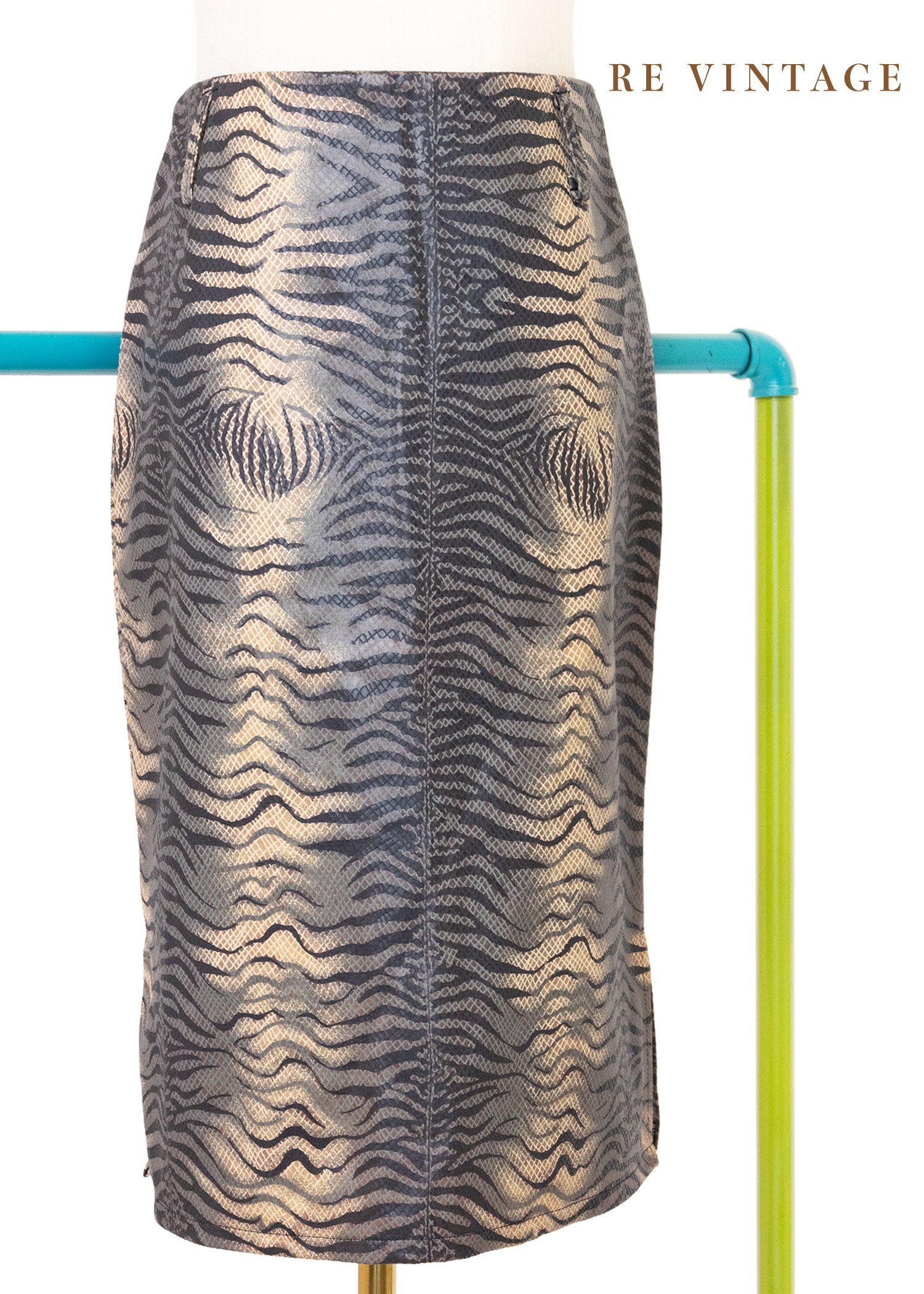 迷幻野光動物紋光澤及膝裙（27"）