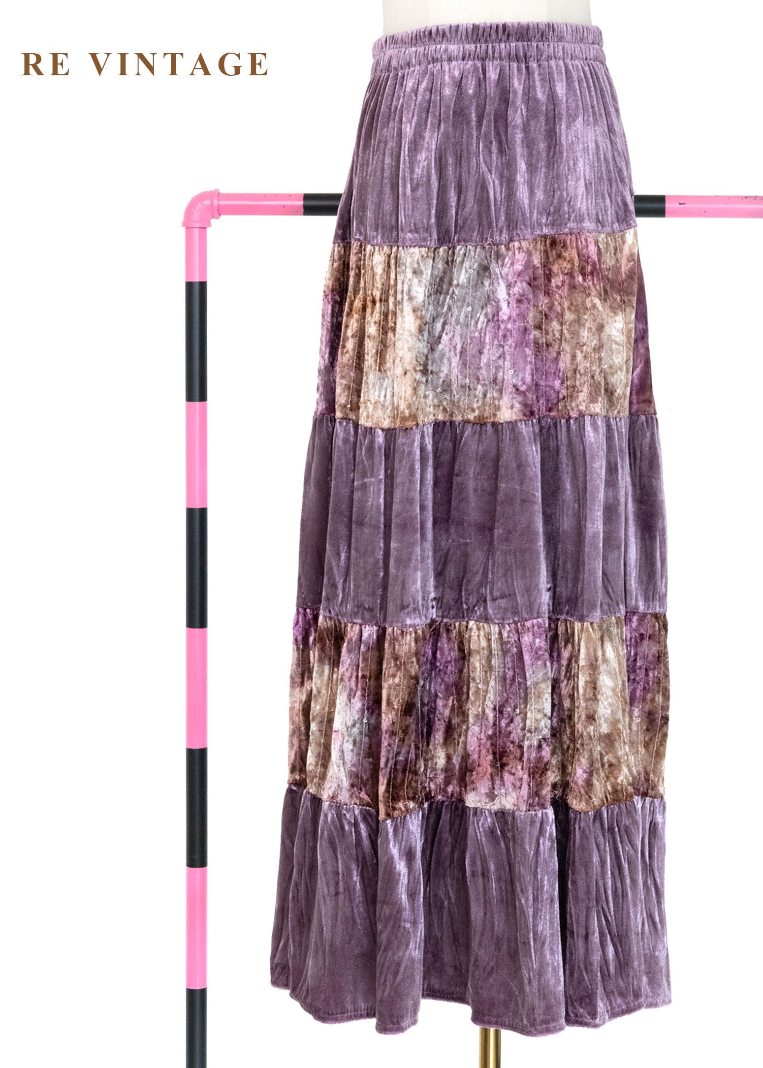 暈染金屬光層次絨布長裙（25-34"）