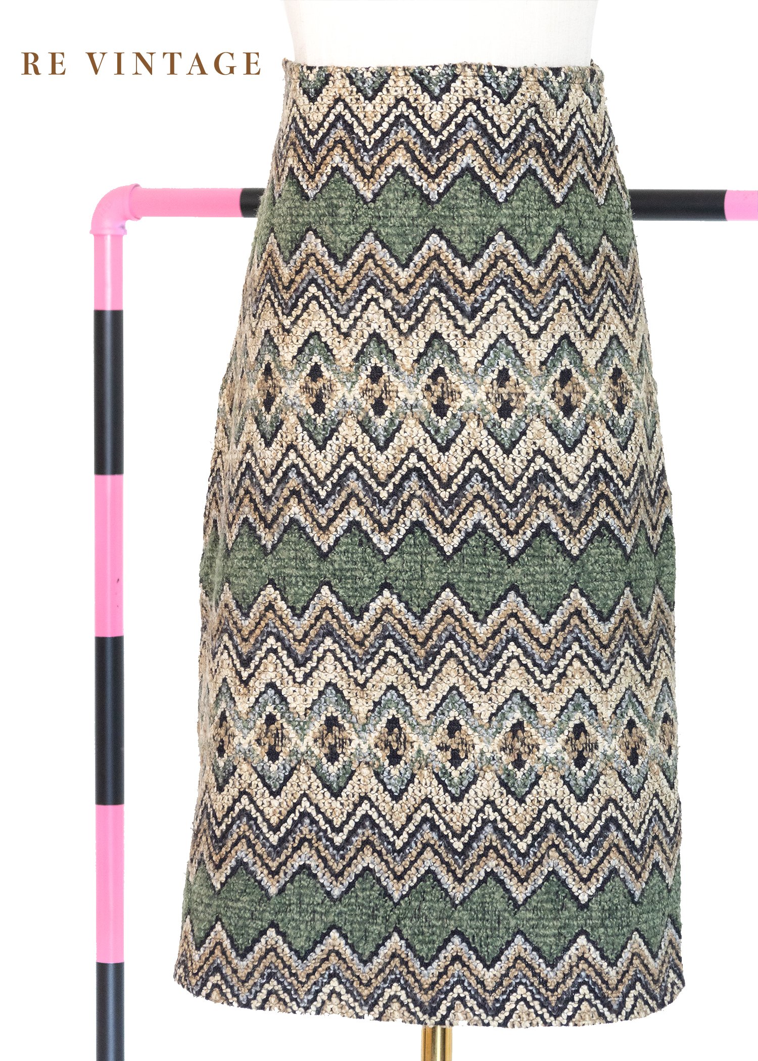 山間美景毛呢及膝裙（24.5"）