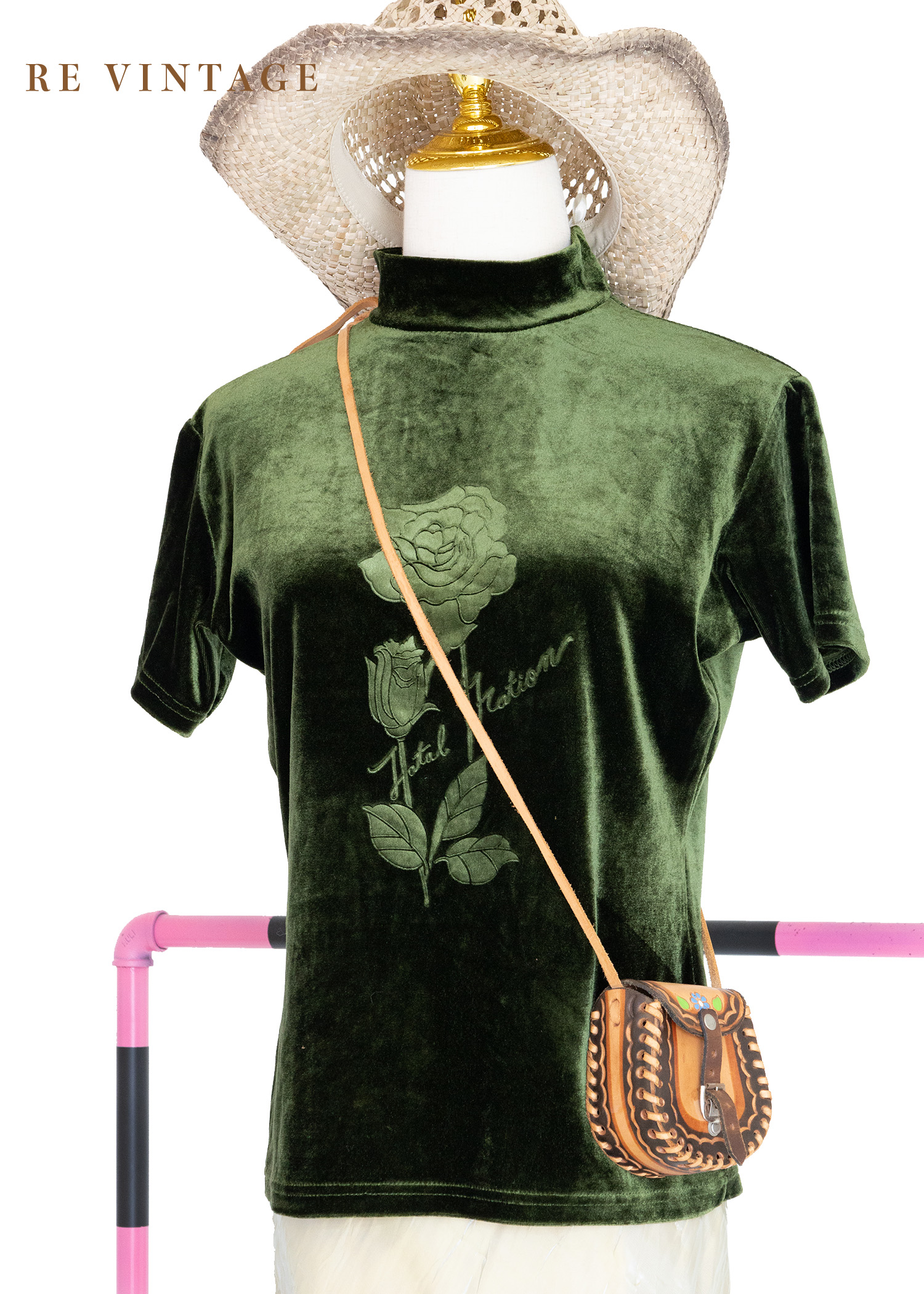 Courtyard Green 玫瑰絨布上衣