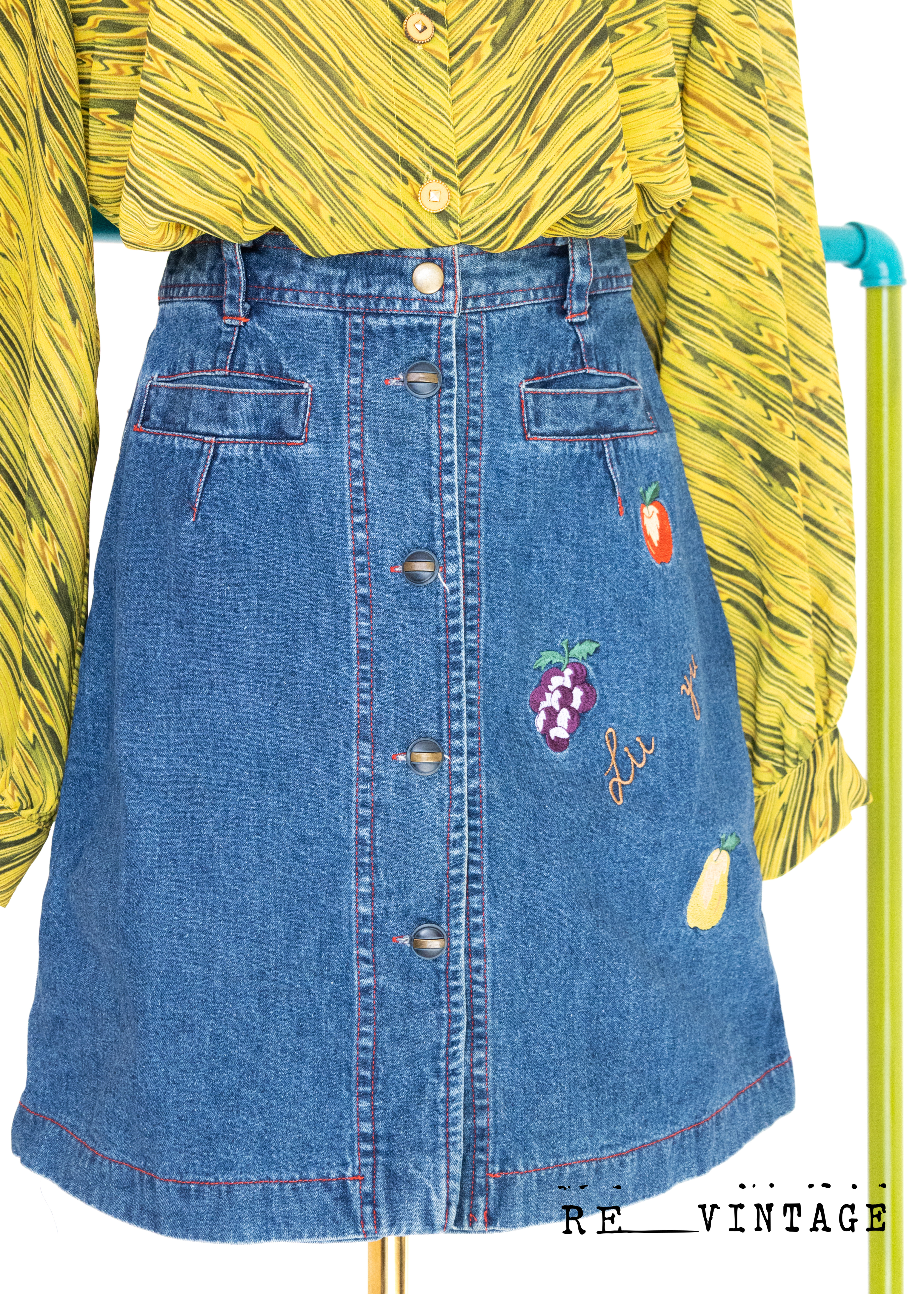 水果拼盤牛仔短褲裙