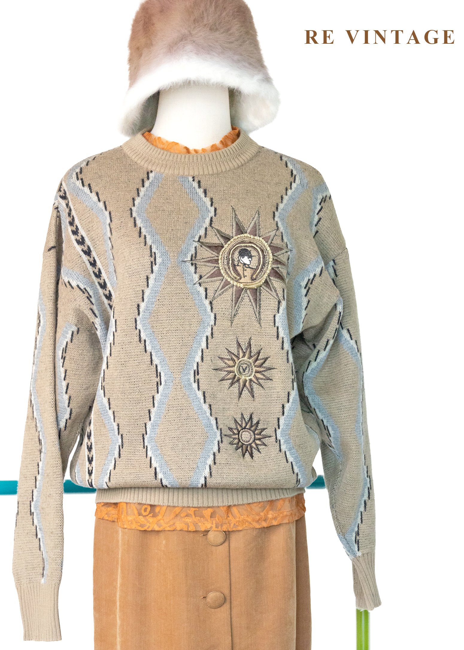 荒漠預言家 - 塔羅星相刺繡圖騰針織毛衣
