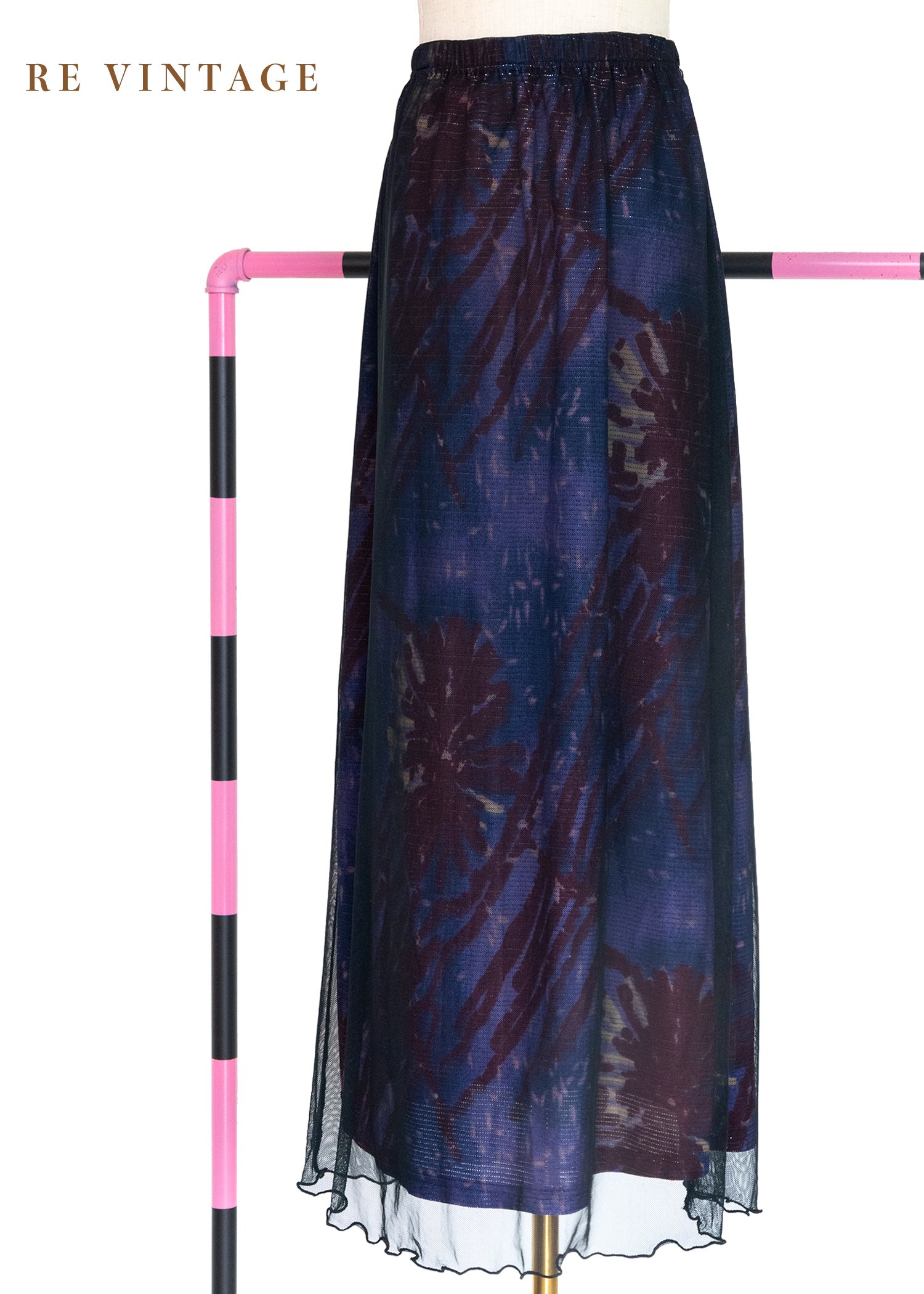 宇宙星雲之花黑網紗長裙（22-32"）