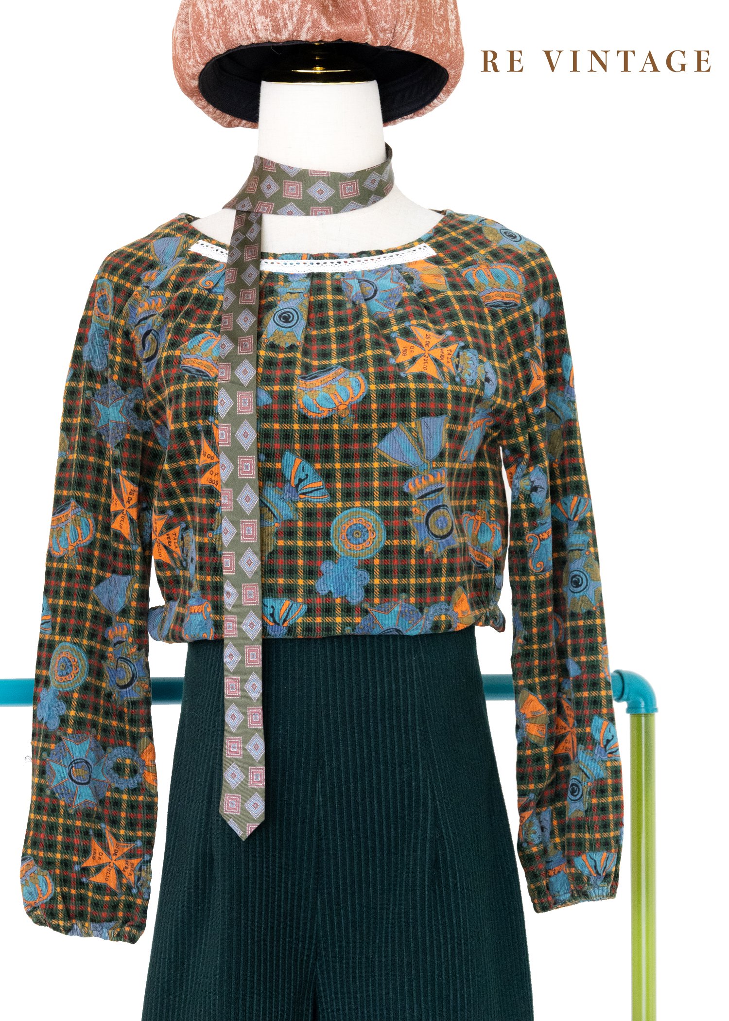 國王皇冠深綠色燈芯絨上衣