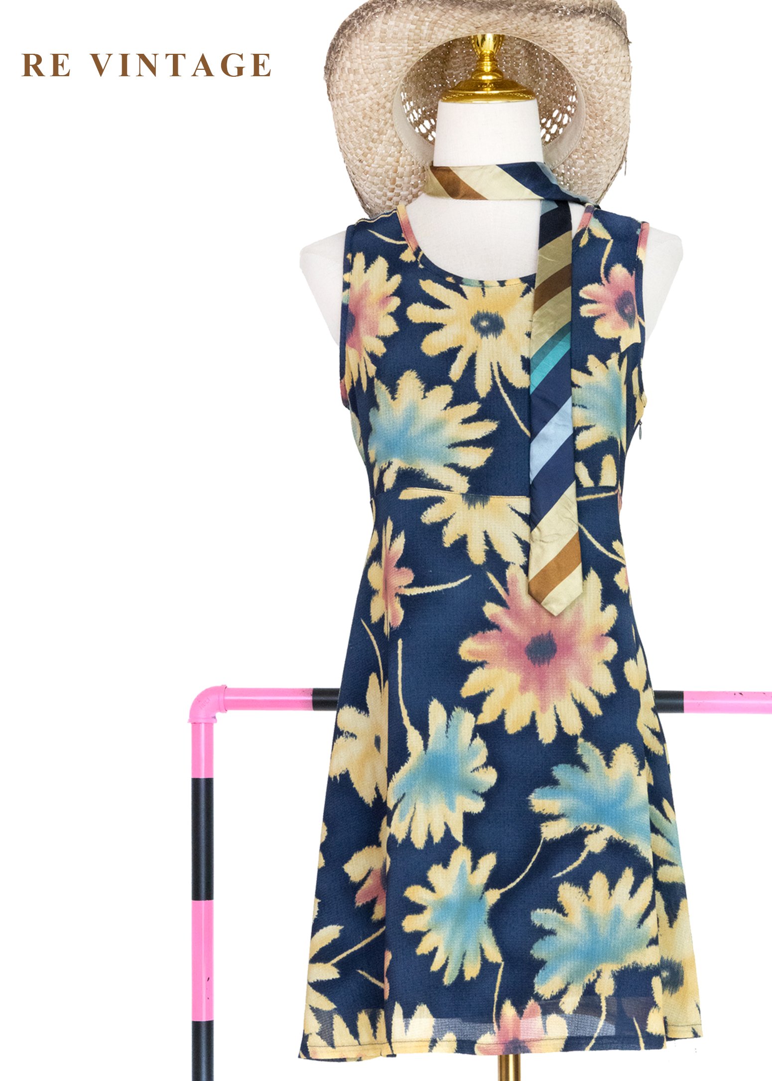 仲夏夜的向日葵 - 摩登大花印花洋裝