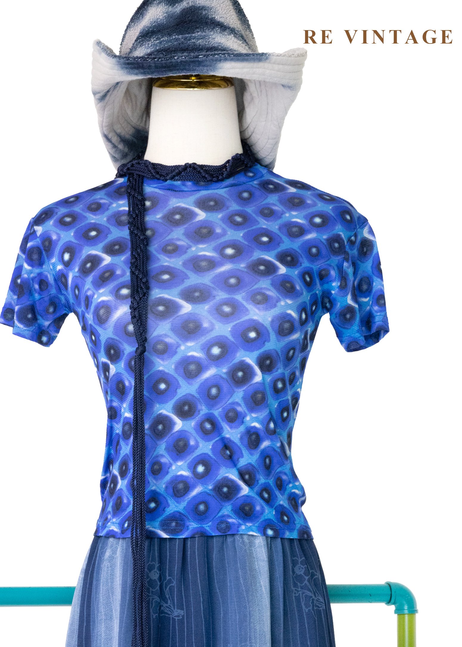 迷幻暈染同心圓網紗上衣