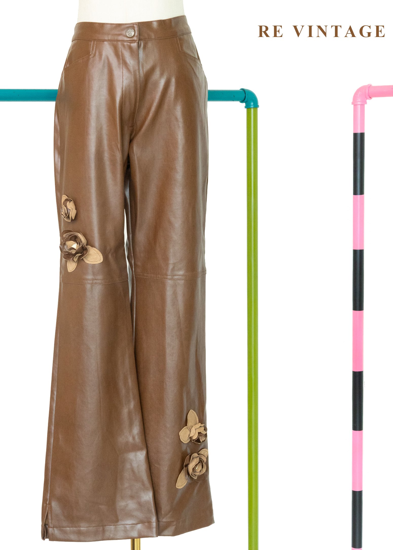 沙漠裡的玫瑰皮革長褲（28”）