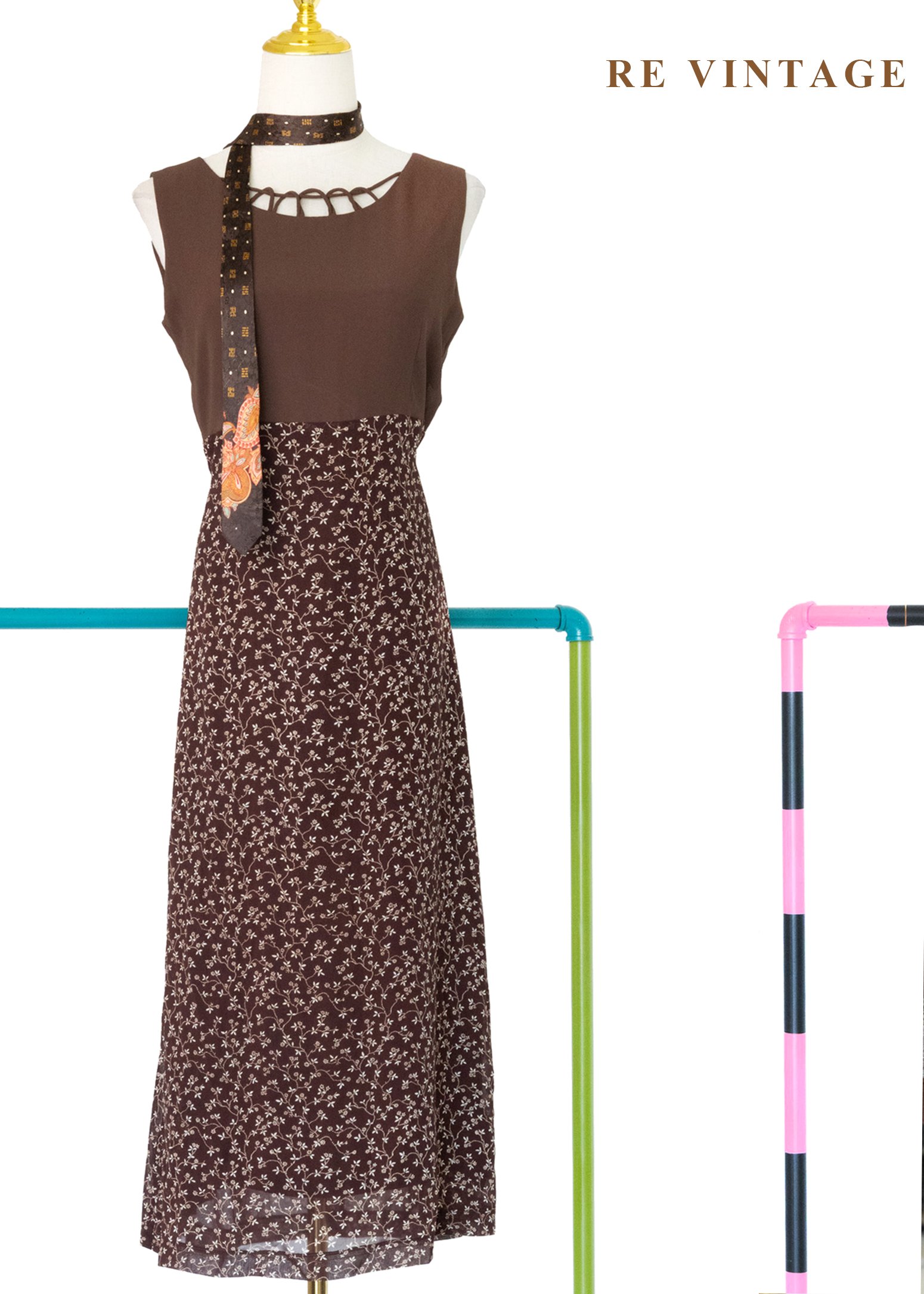 塞納河畔漫步 - 鏤空碎花長洋裝