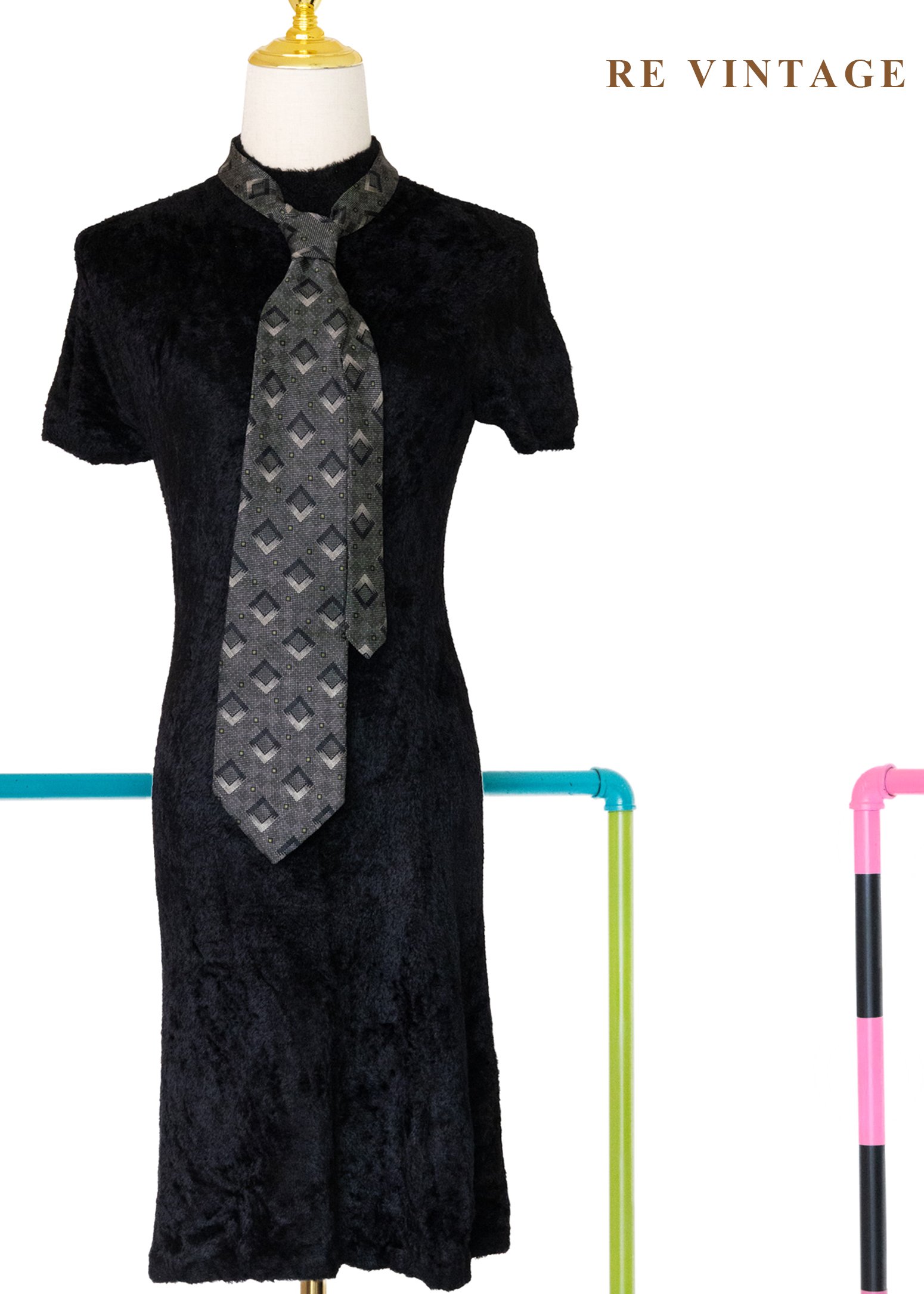 可愛泰迪熊短毛黑色洋裝