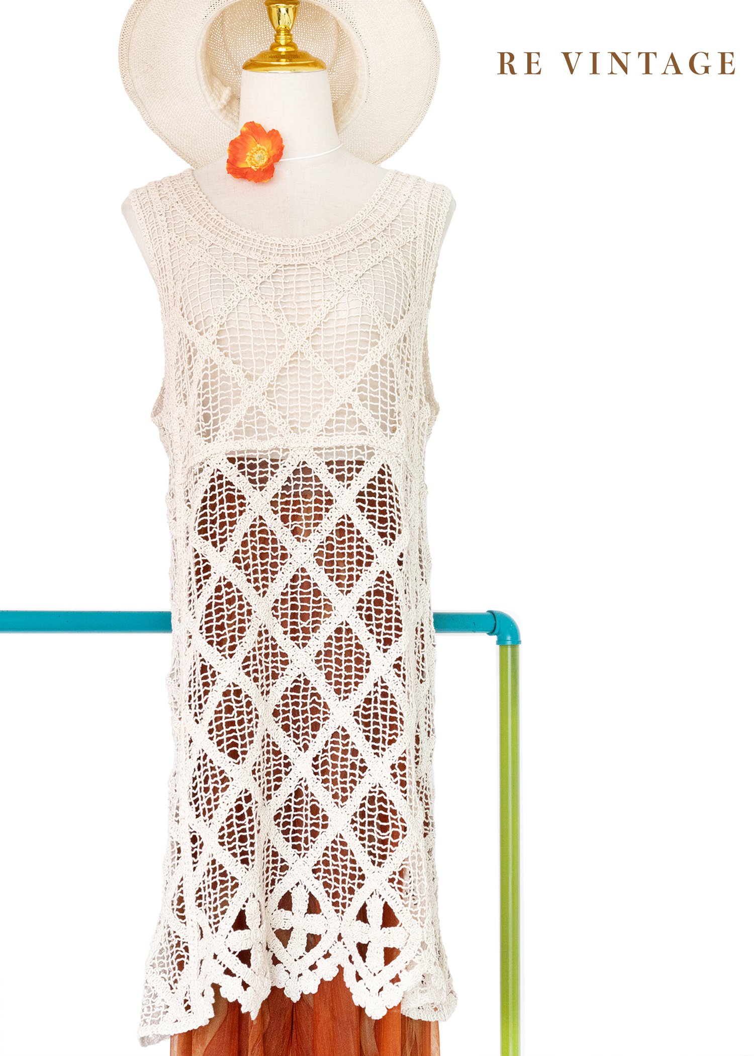 Happy Vacation 香草白織品長版背心/洋裝