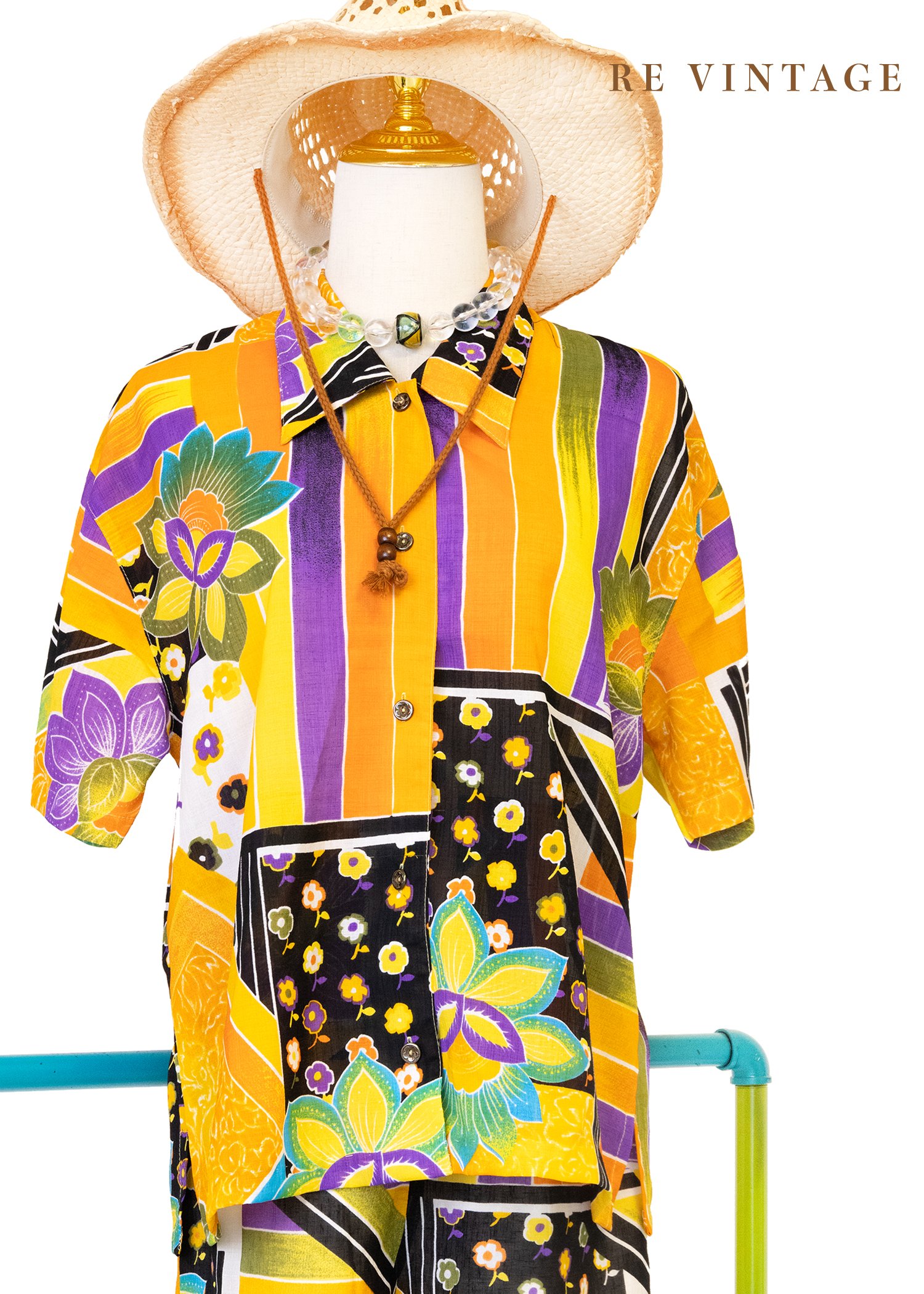 套裝上衣 - 搖擺花拼派對襯衫