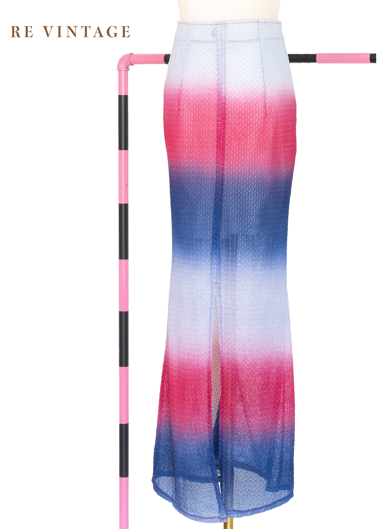 三色漸層超美的網狀布料長裙（24")