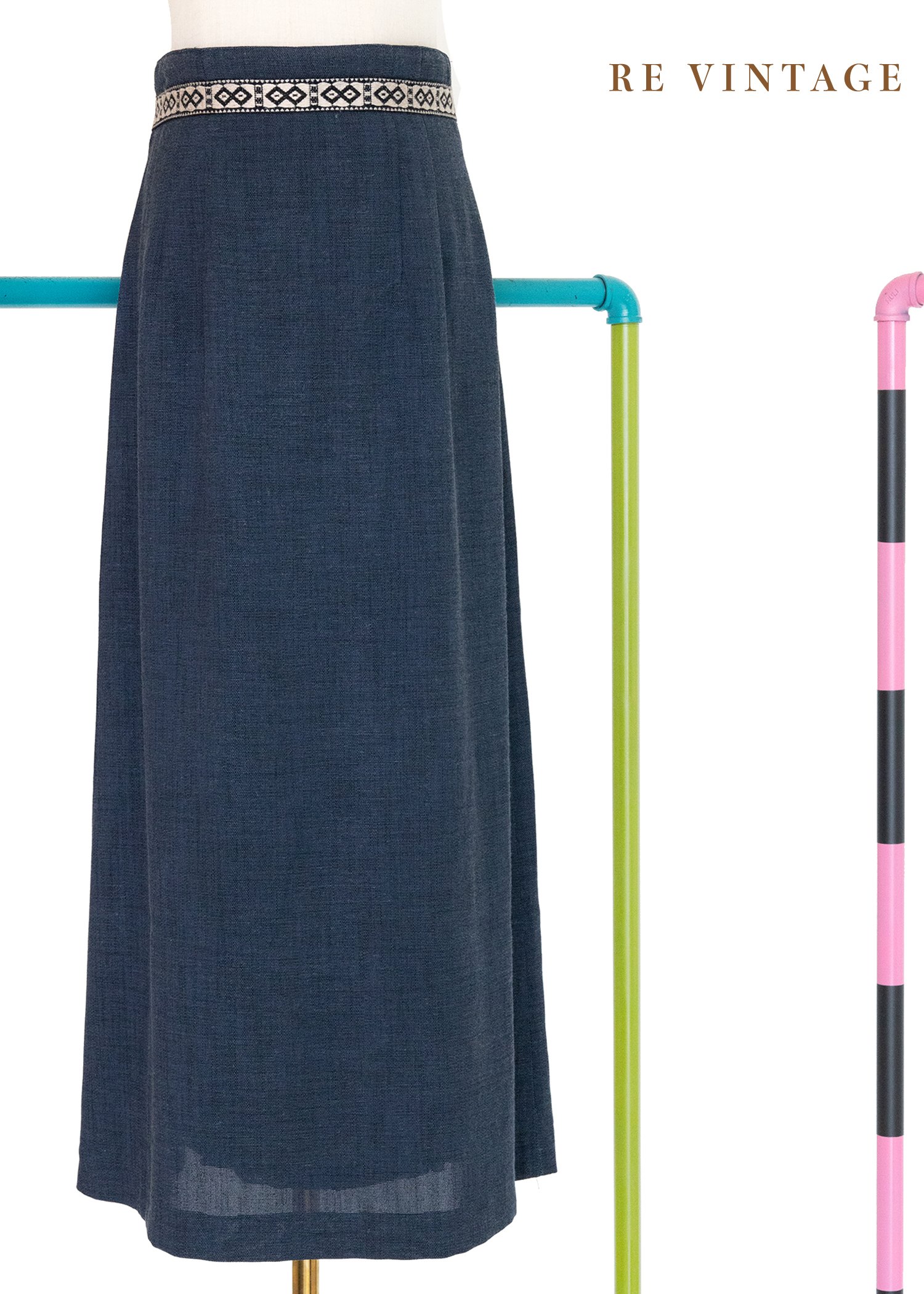 套裝裙子 - 靛藍自然氣息文藝裙子（26"）