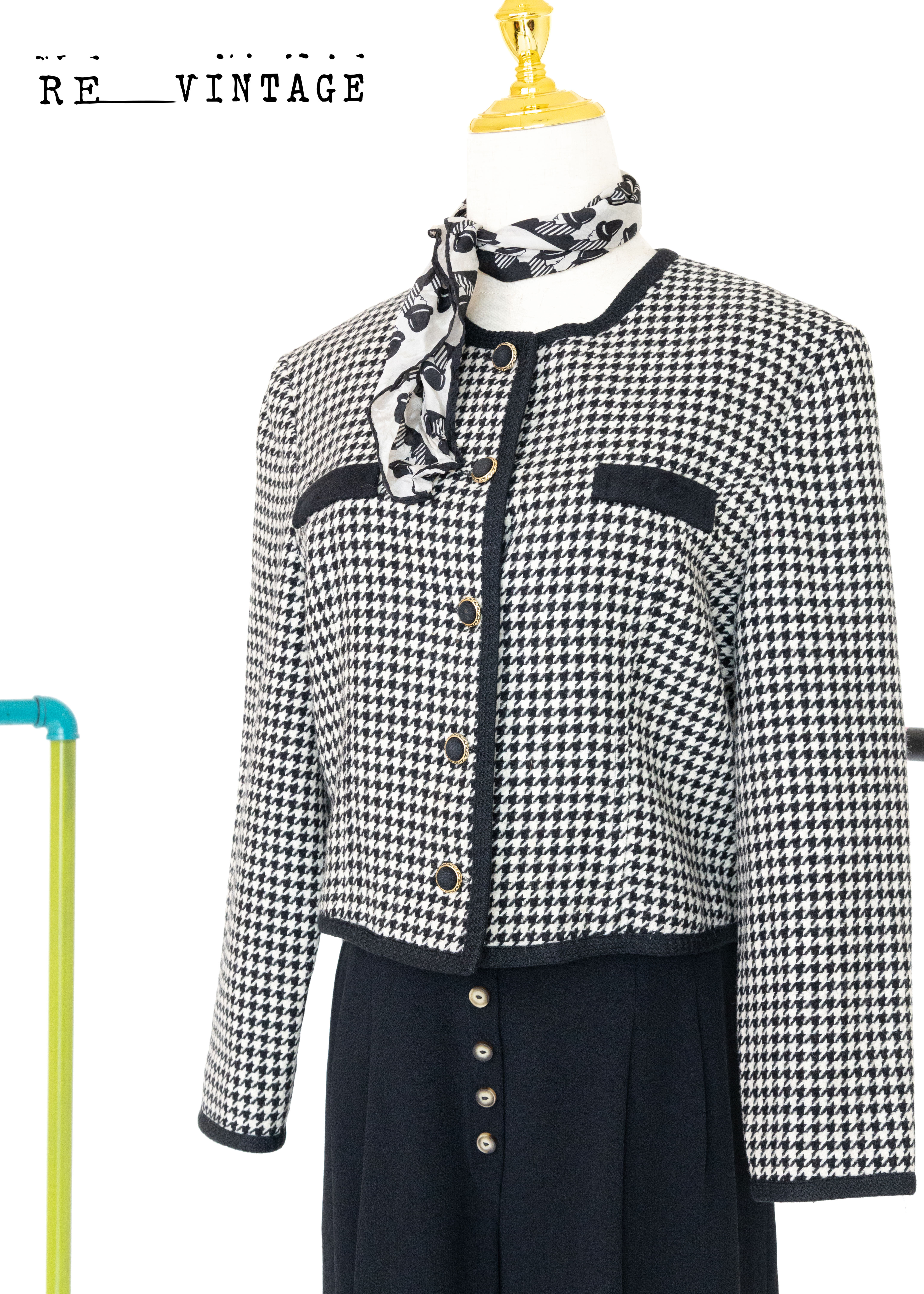 氣質の短版千鳥格紋外套