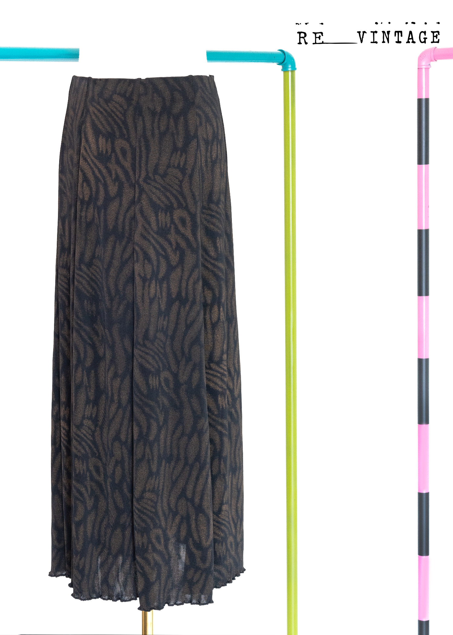 棕黑色流動紋路垂墜感長裙（25-28"）