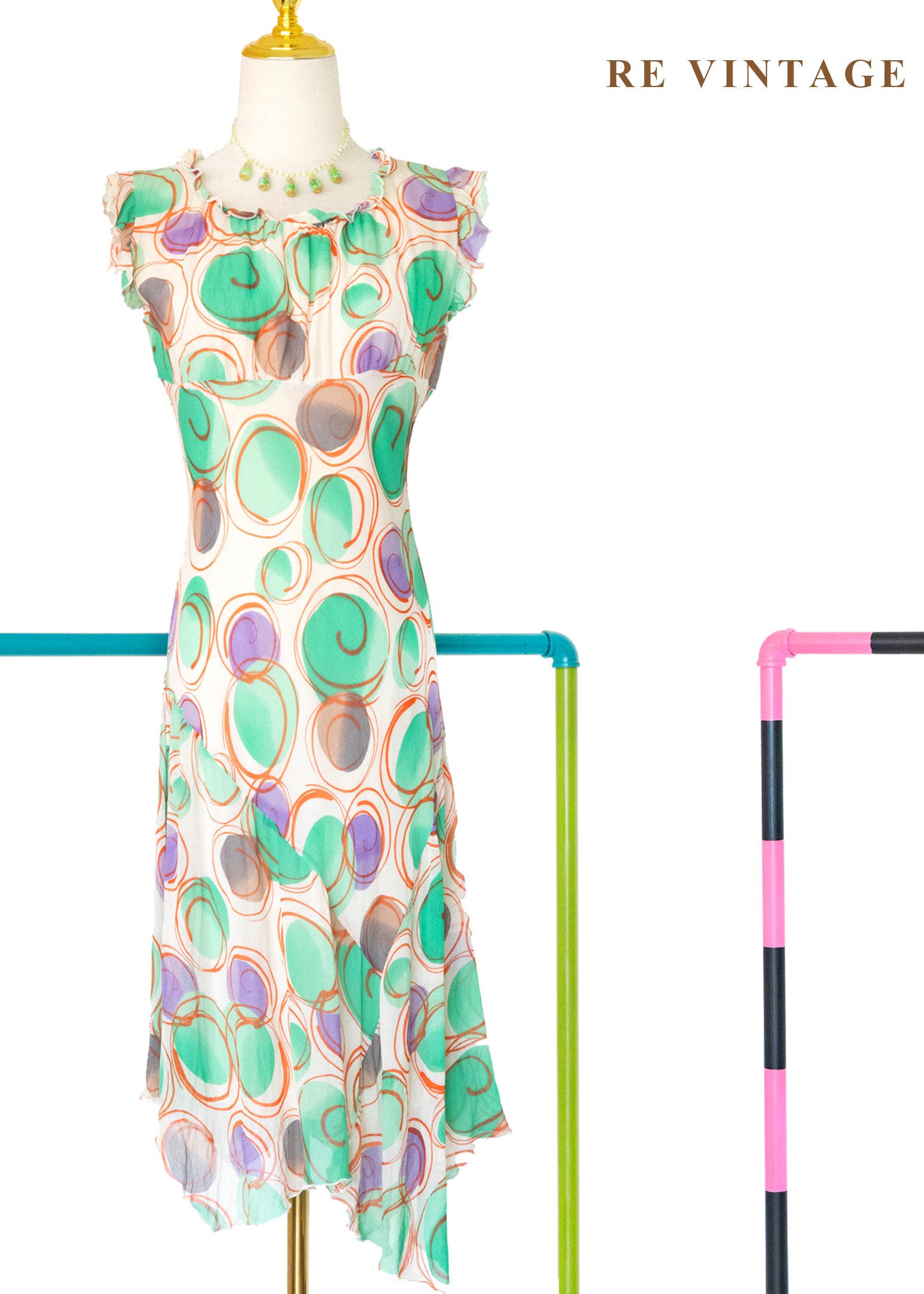 奇幻冒險 - 迷幻漩渦隨性塗鴉洋裝