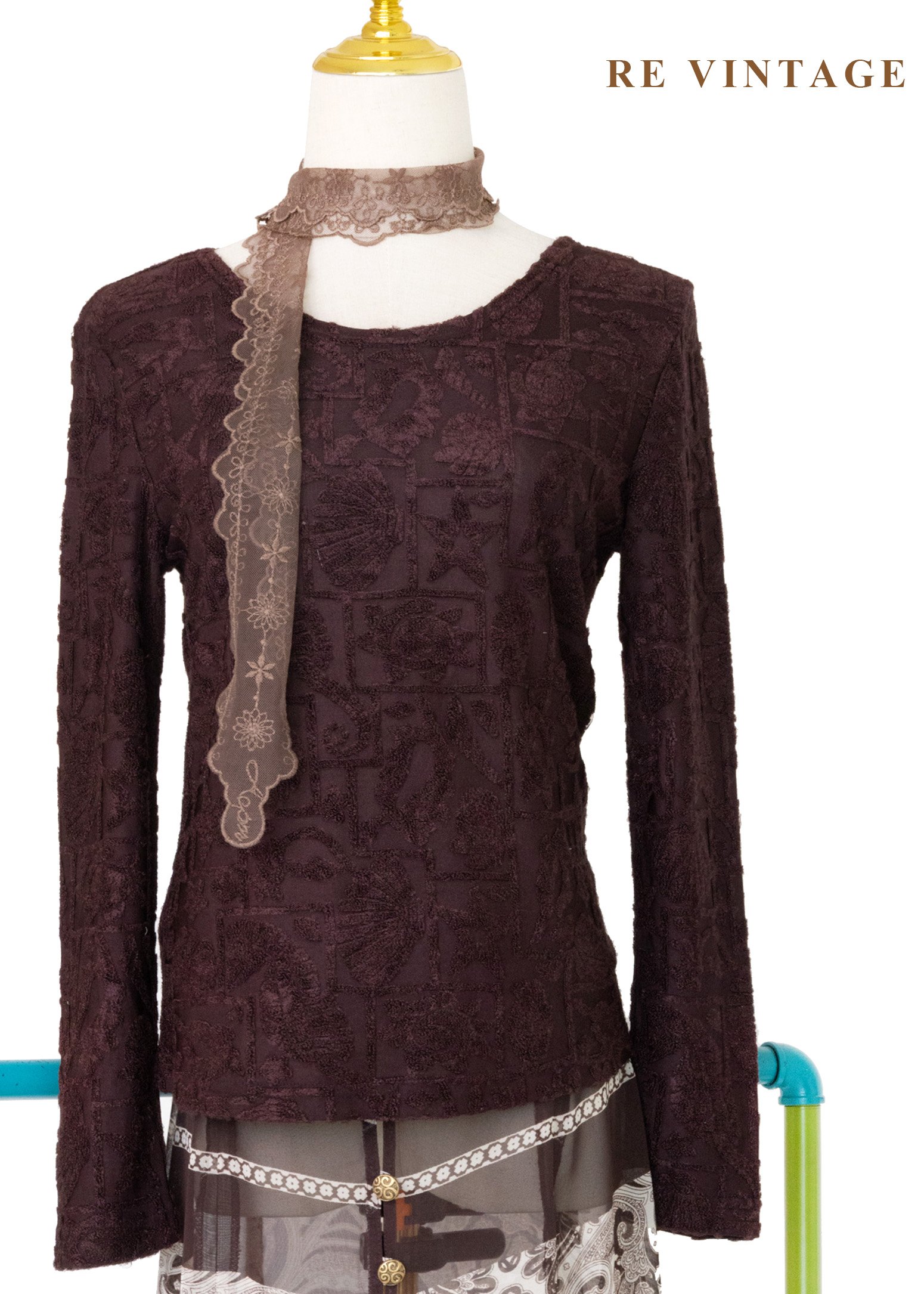 浮花星星巧克力色上衣