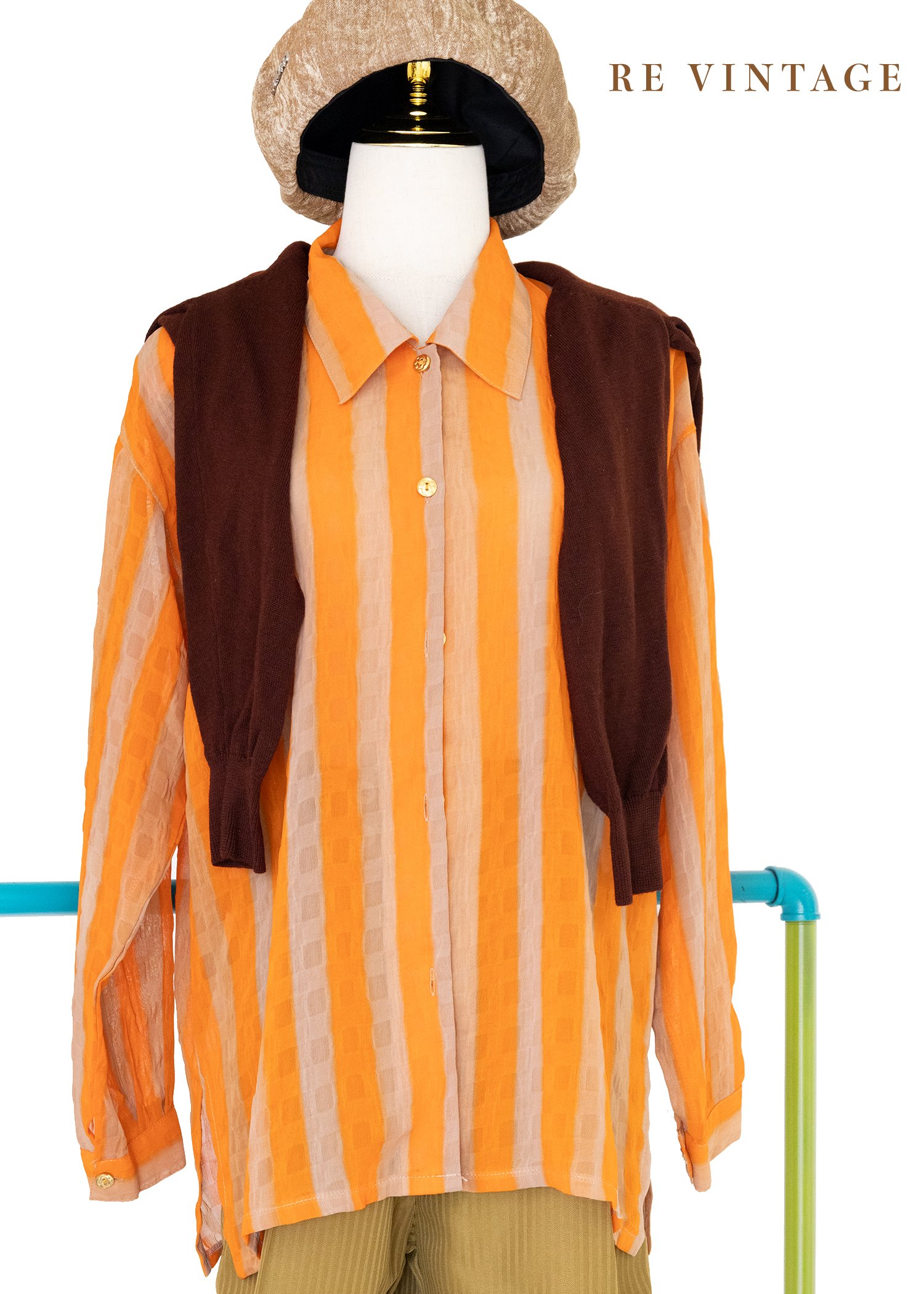 Vibrant Orange 螢光橘線條襯衫