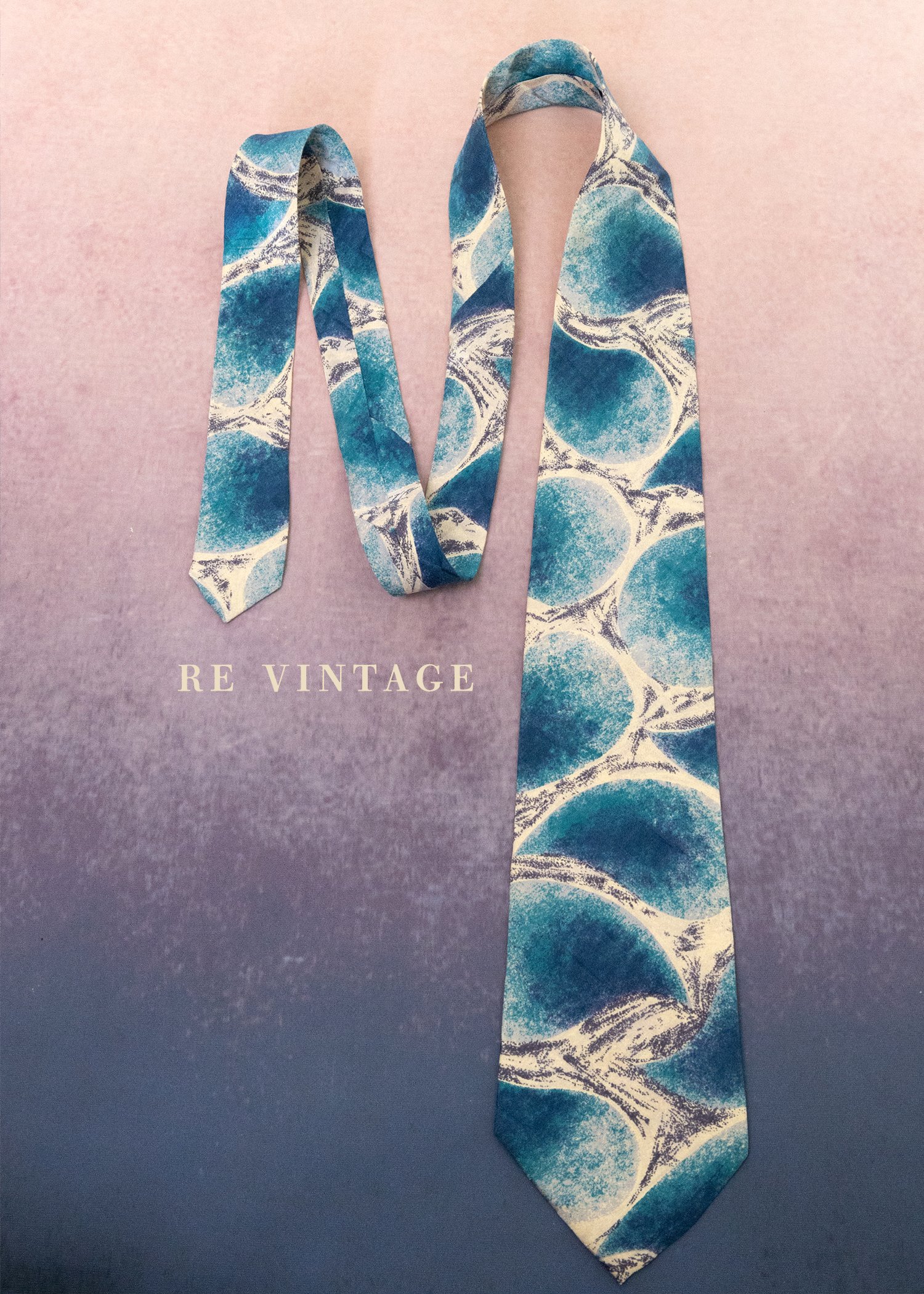 月球水波流動定靛藍色領帶